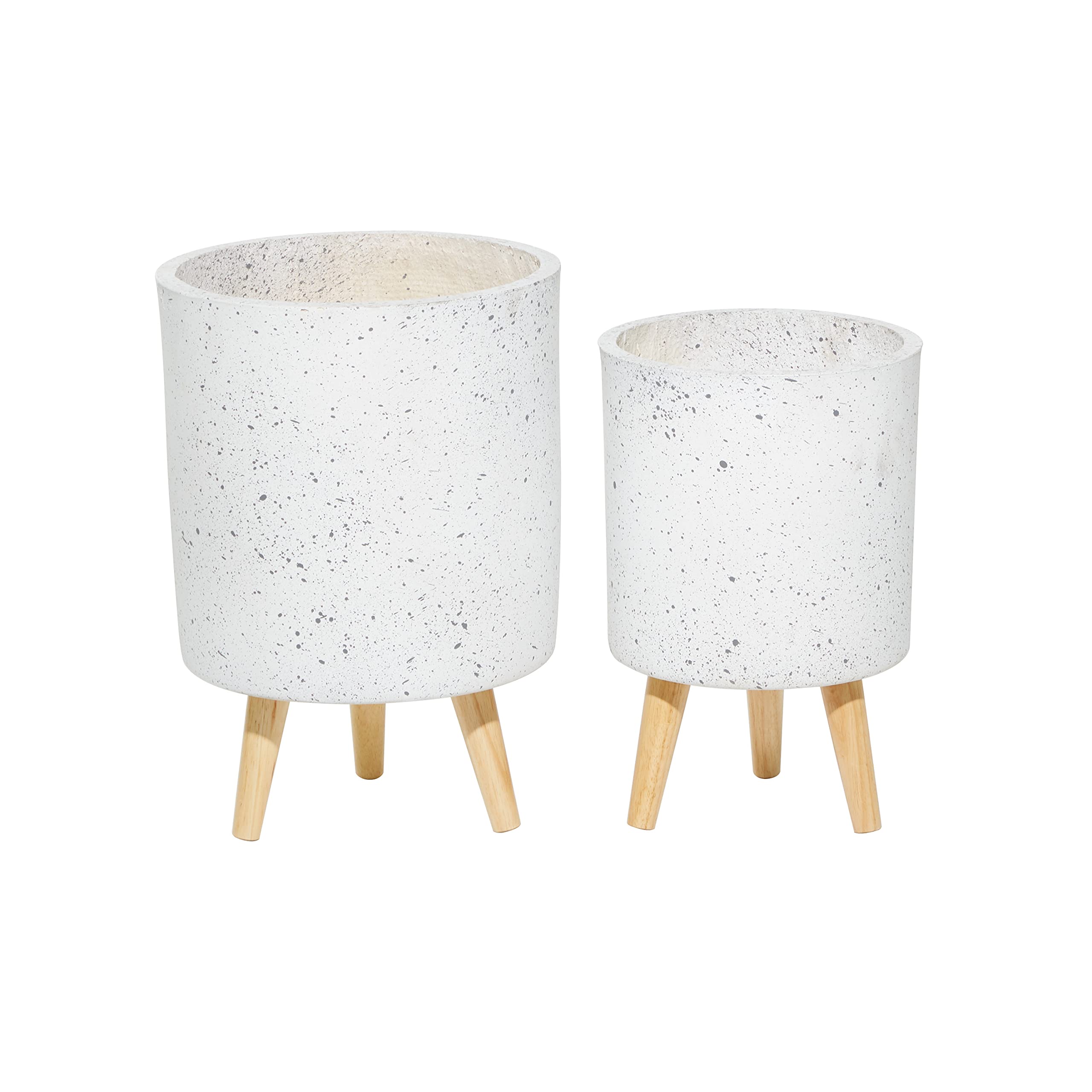 Deco 79 Modern White Magnesium Oxide Round Planters - Set of 2 (15