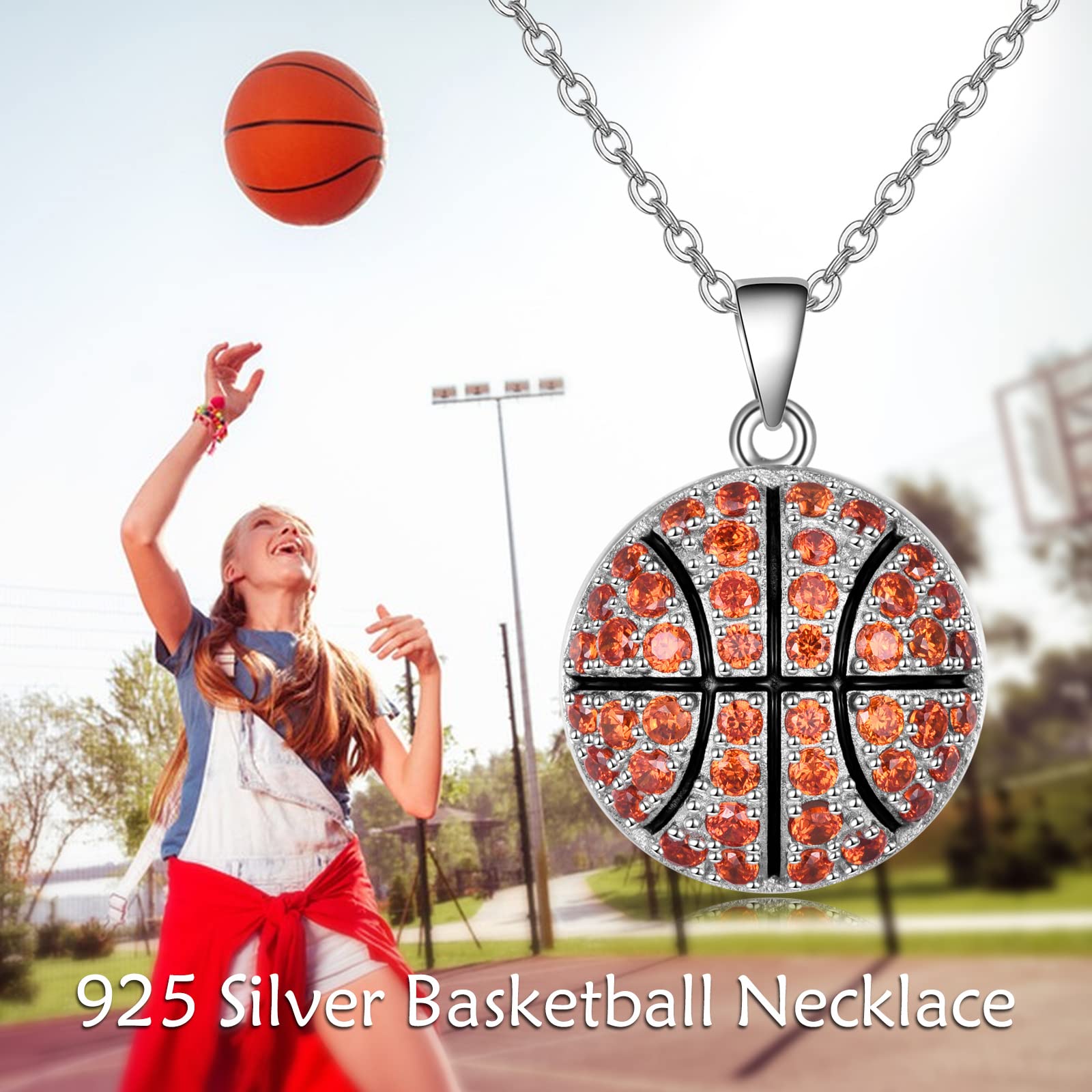 YFN Sterling Silver Baseball Basketball Volleyball Pendant Necklace - Sports Jewelry Gift for Women & Fans - Perfect for Game Days, Birthdays & Sports Enthusiasts
