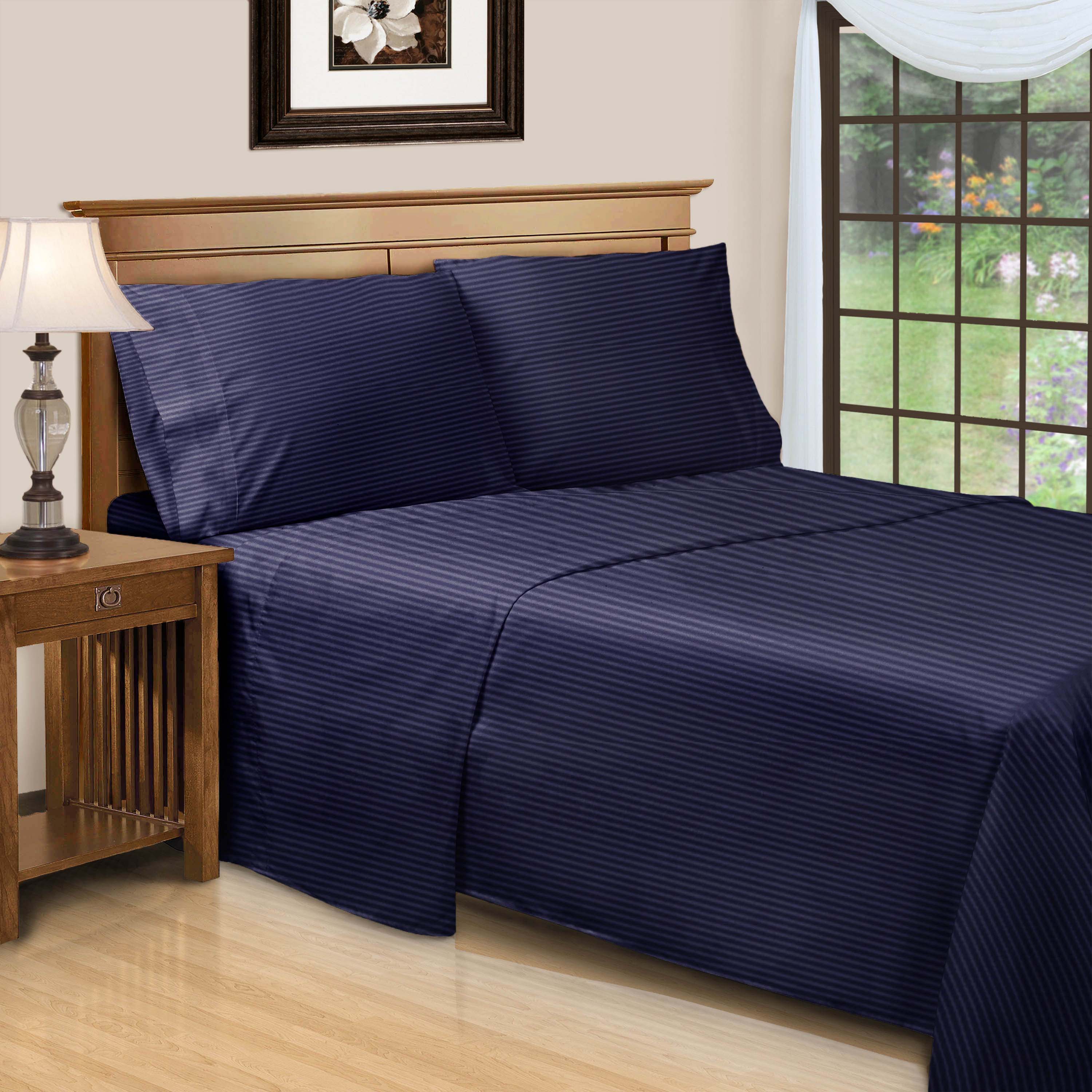 Premium 600 Thread Count Egyptian Cotton Sheet Set - Deep Pocket, Striped Design for Ultimate Comfort & Luxury - Perfect for Master Bedrooms & Guest Rooms