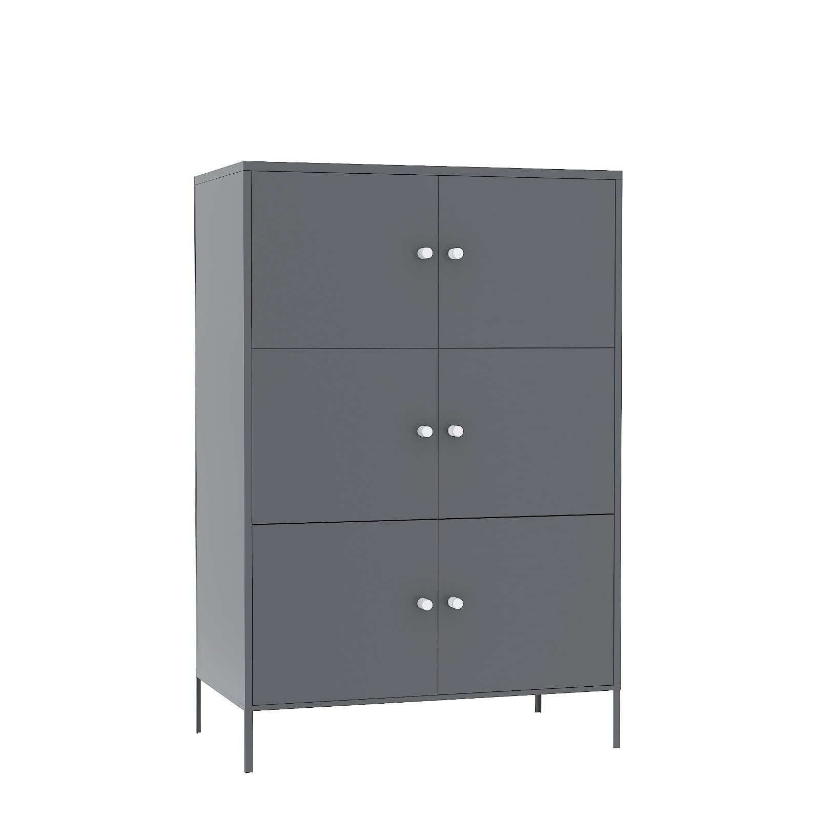 FRITHJILL 3-Tier Metal Storage Cabinet with 6 Doors - Heavy Duty Steel Organizer for Home, Office, Kitchen & Garage - Perfect for Storing Files, Tools, Supplies & Household Items
