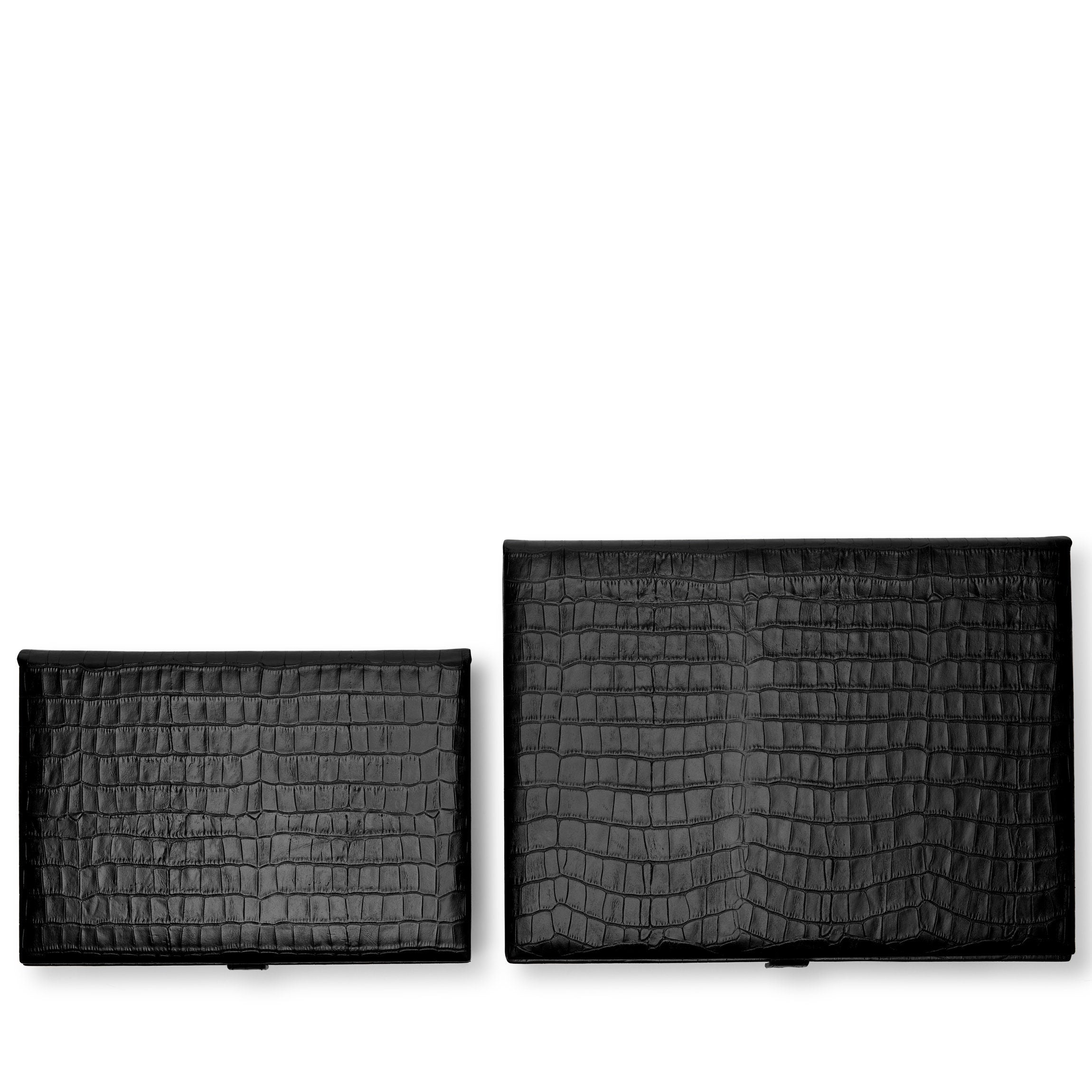 Luxury Black Crocodile Pattern Decorative Box Set - Elegant Storage for Jewelry, Cosmetics & Home Decor