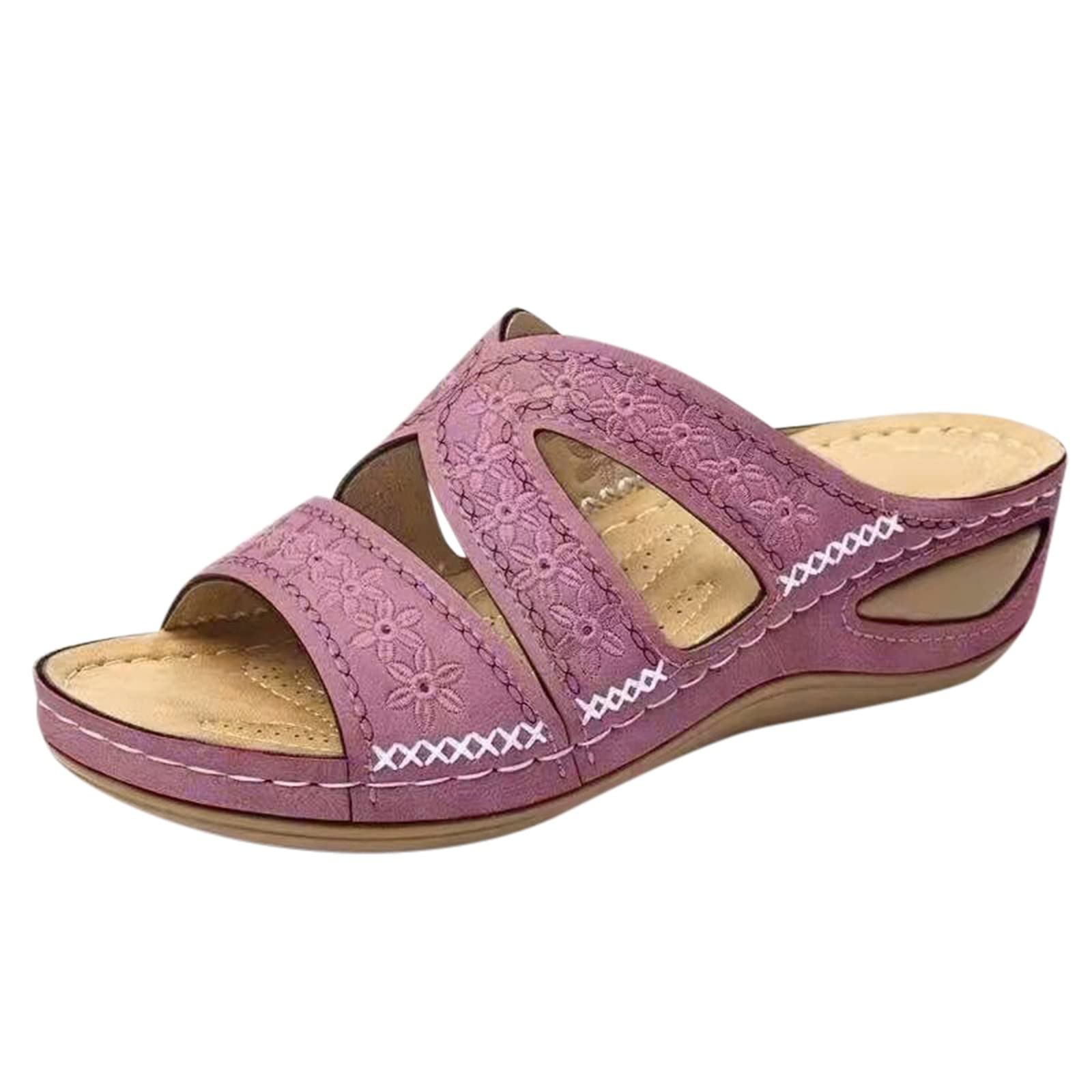 Women's Comfortable Sports Knit Sandals - Low Heel Roman Wedge Sandals for Women - Size 8.5 - Perfect for Walking, Travel & Casual Wear