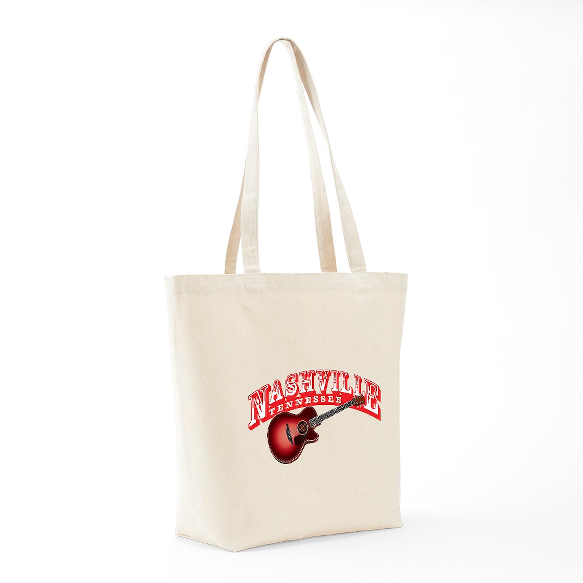 Nashville Guitar Tote Bag - Natural Canvas Reusable Shopping Bag for Music Lovers | Perfect for Groceries, Beach Trips & Concert Merch