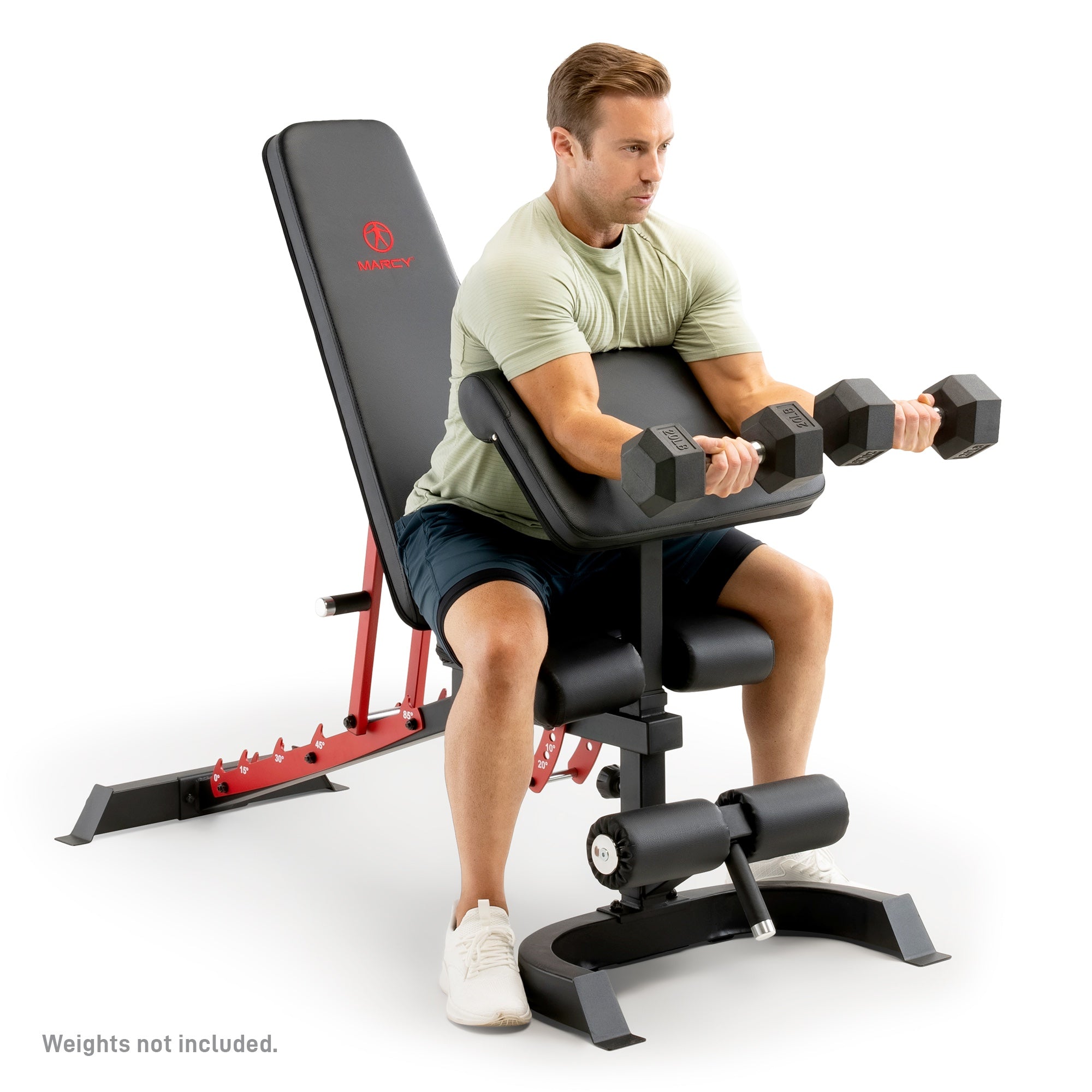 Marcy SB-7799 Utility Bench with Arm Curl - Adjustable Weight Bench for Home Gym Strength Training - Perfect for Dumbbell Workouts, Sit-Ups & Full-Body Exercises