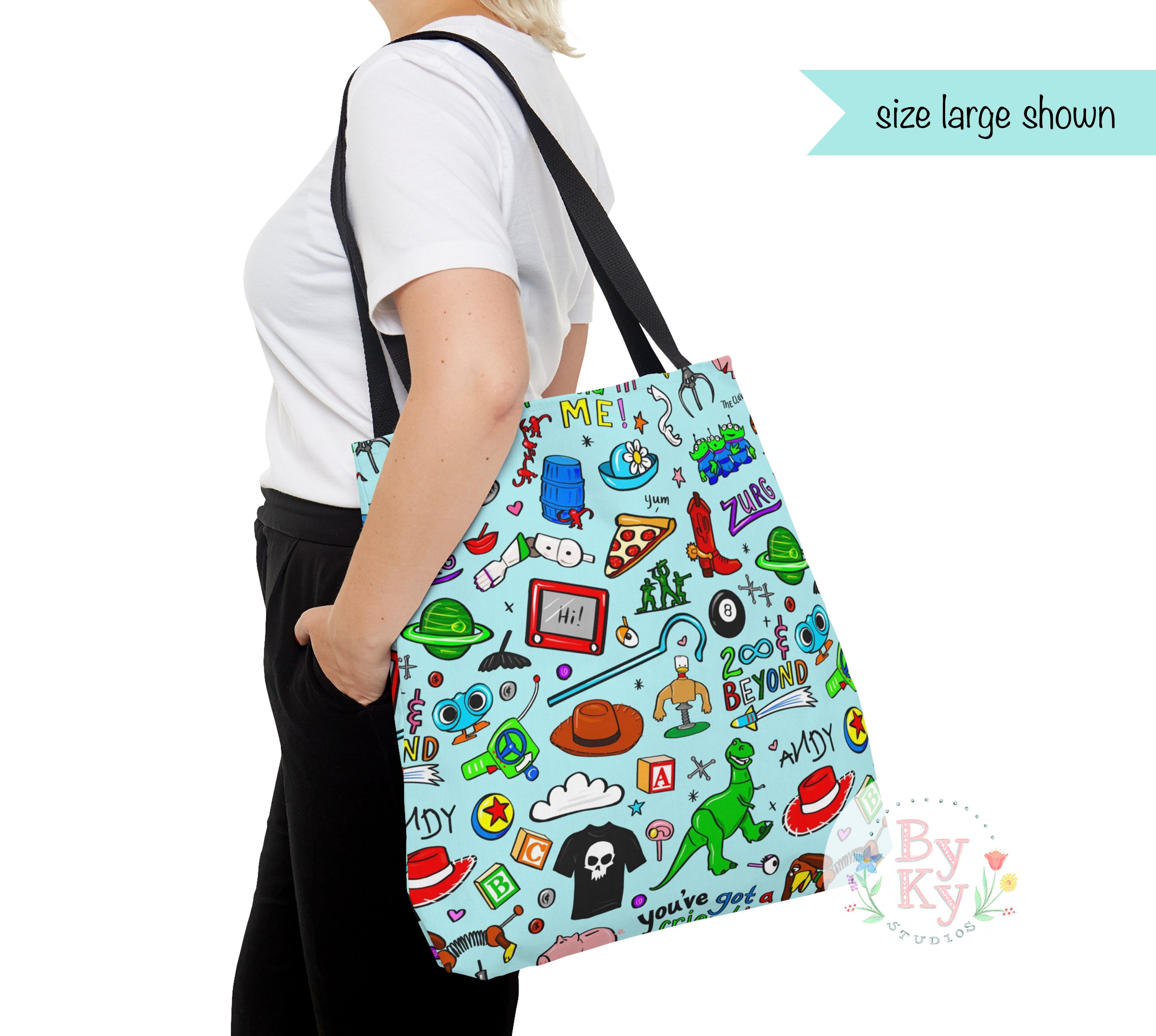 Disney Toy Story Tote Bag for Women & Men - Reusable Shopping Bag with Woody & Buzz Lightyear Design - Perfect for Groceries, Beach, Work & School