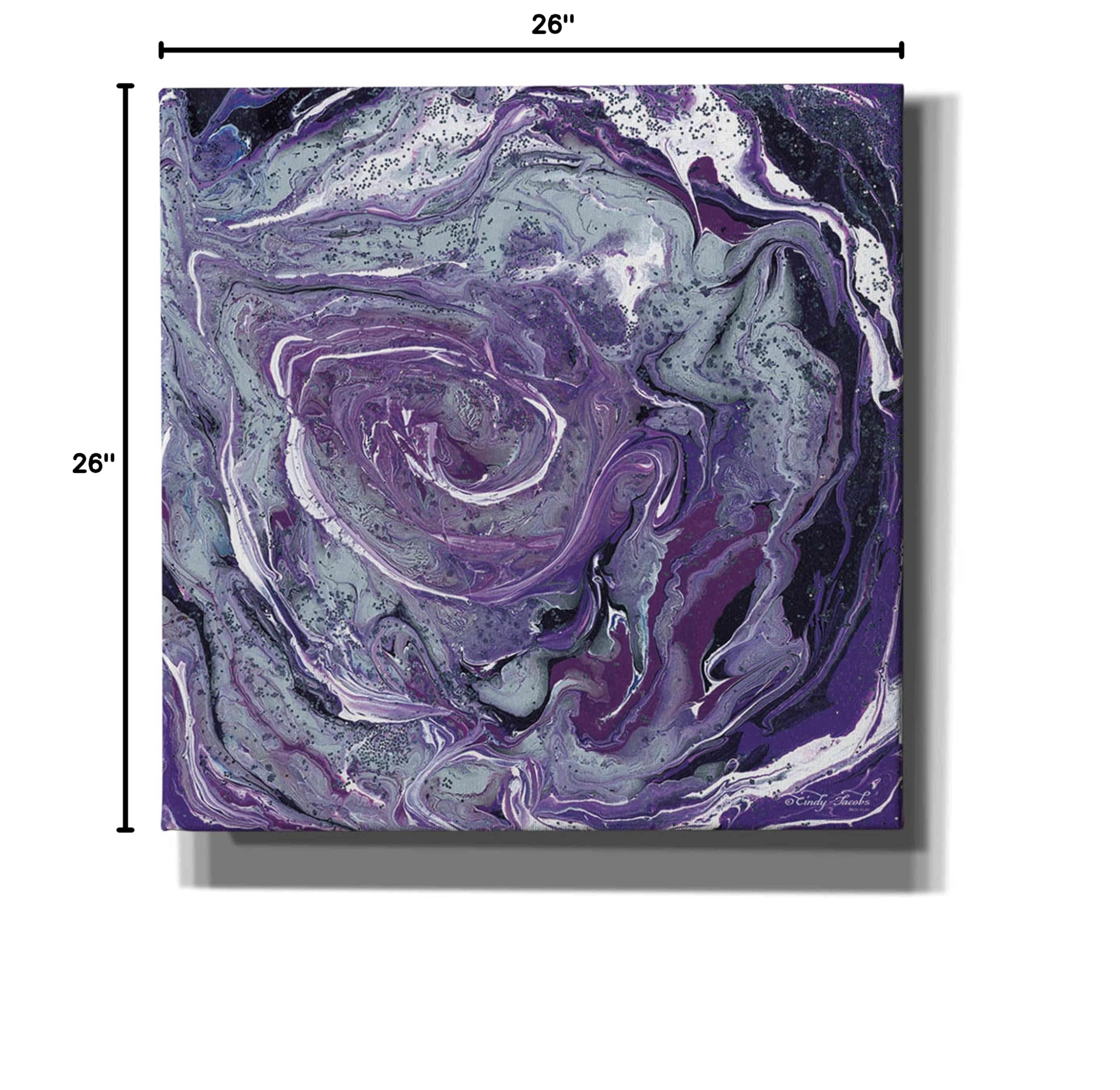 Epic Graffiti 'Abstract in Purple II' by Cindy Jacobs - 26x26 Inch Modern Canvas Wall Art Painting for Living Room, Bedroom & Office Decor