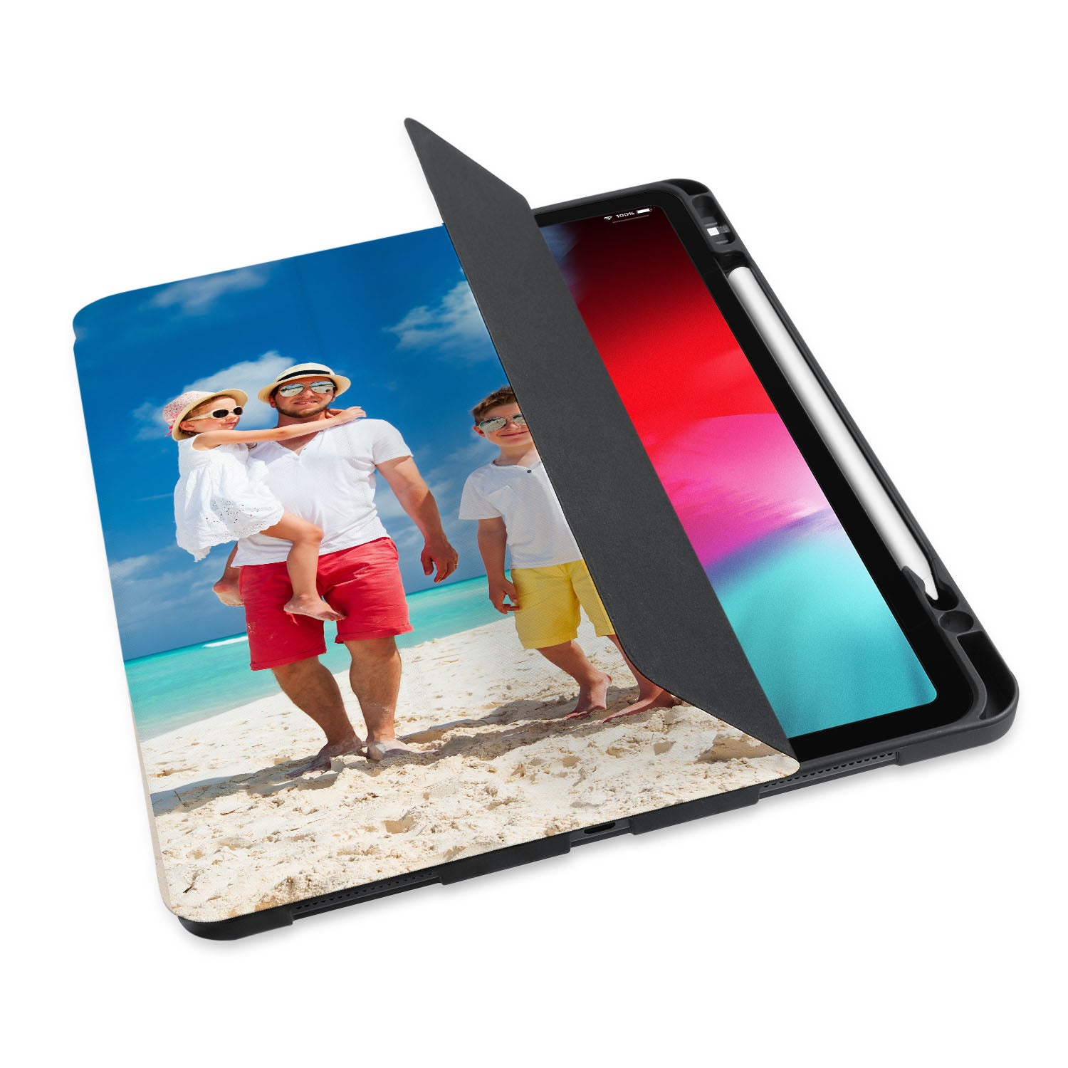 Premium iPad Case with Dual Photo Slots - Slim Protective Cover for iPad 6th/7th/8th/9th Gen - Perfect for Travel, Work & School