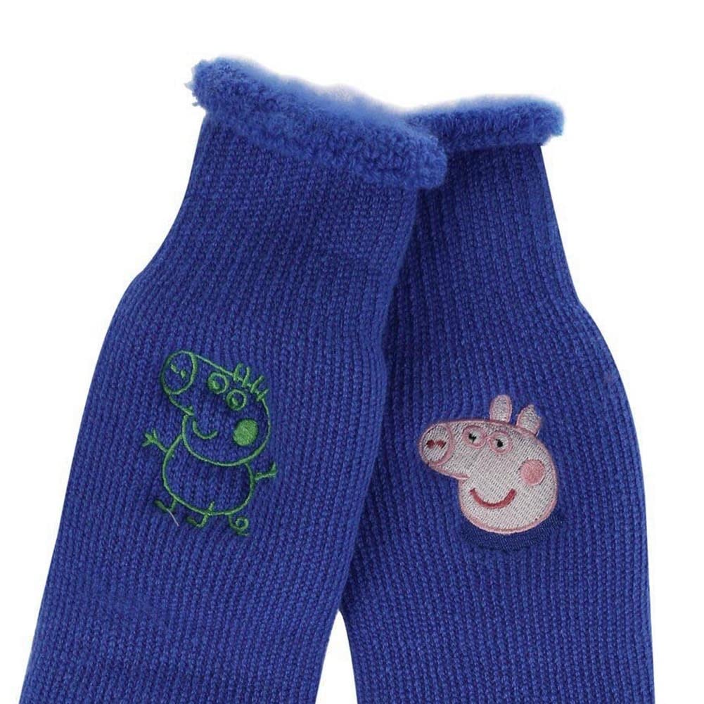 Peppa Pig Kids Boot Socks - Pack of 2 Pairs, Blue, Sizes 11-13 Little Kid - Warm & Comfortable Winter Socks for Boys & Girls - Perfect for Snow Boots, Rain Boots & Cold Weather Play