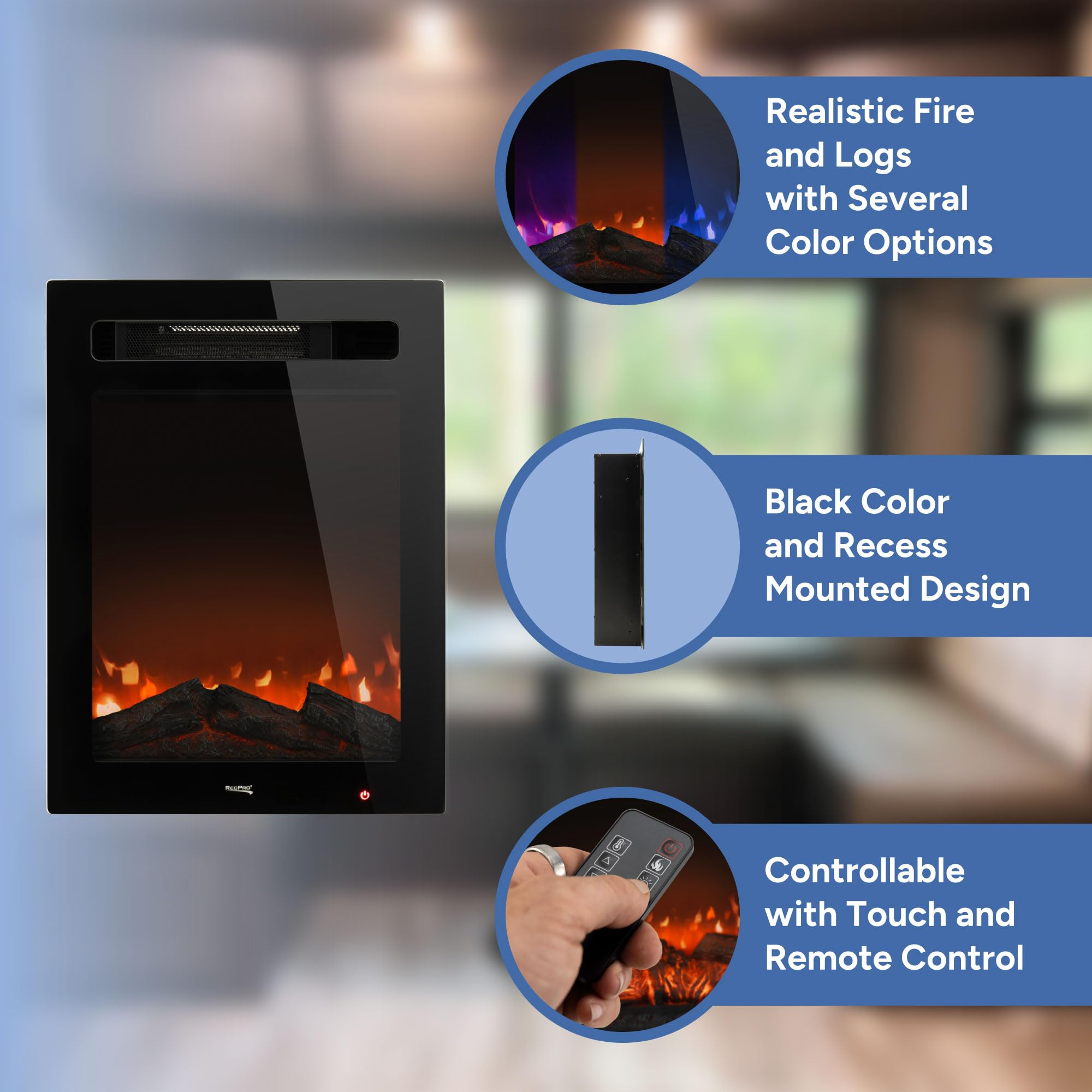 RecPro RV Electric Fireplace - 18