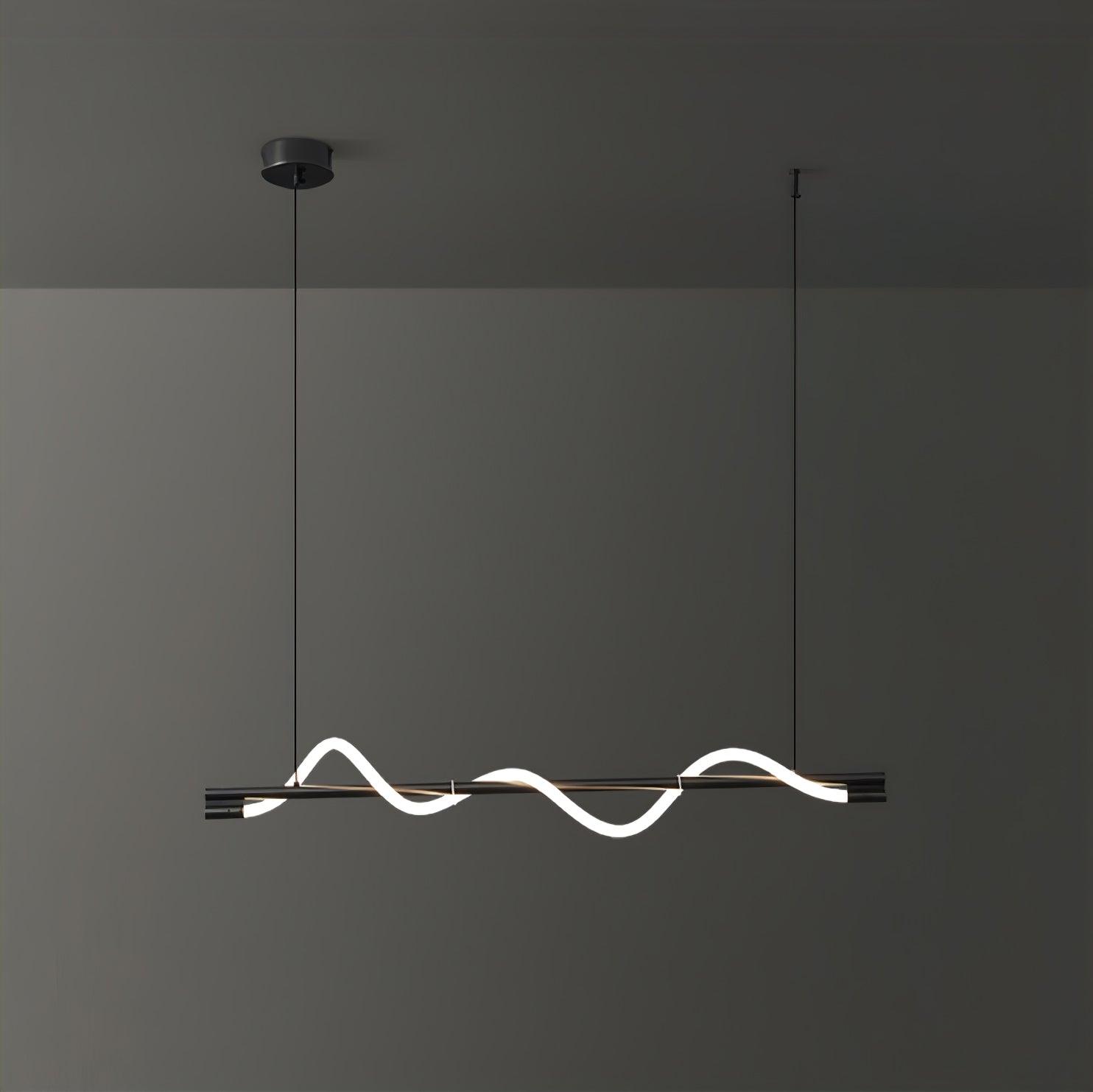 Modern Linear Curve Island Pendant Lamp - Sleek Hanging Light Fixture for Kitchen, Dining Room & Living Room - Perfect for Home Decor & Interior Design