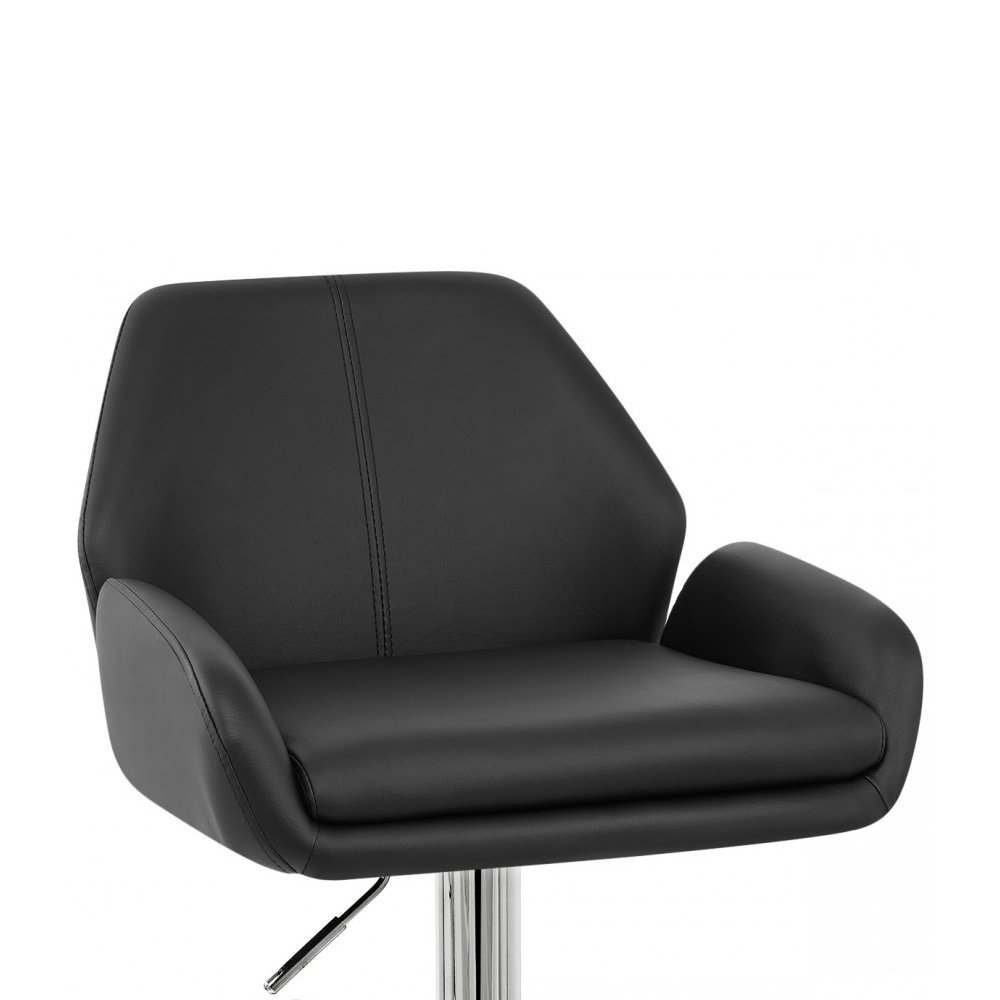 Set of 4 Tesla Modern Leather Adjustable Bar Stools - Black Licorice for Kitchen Island & Home Bar