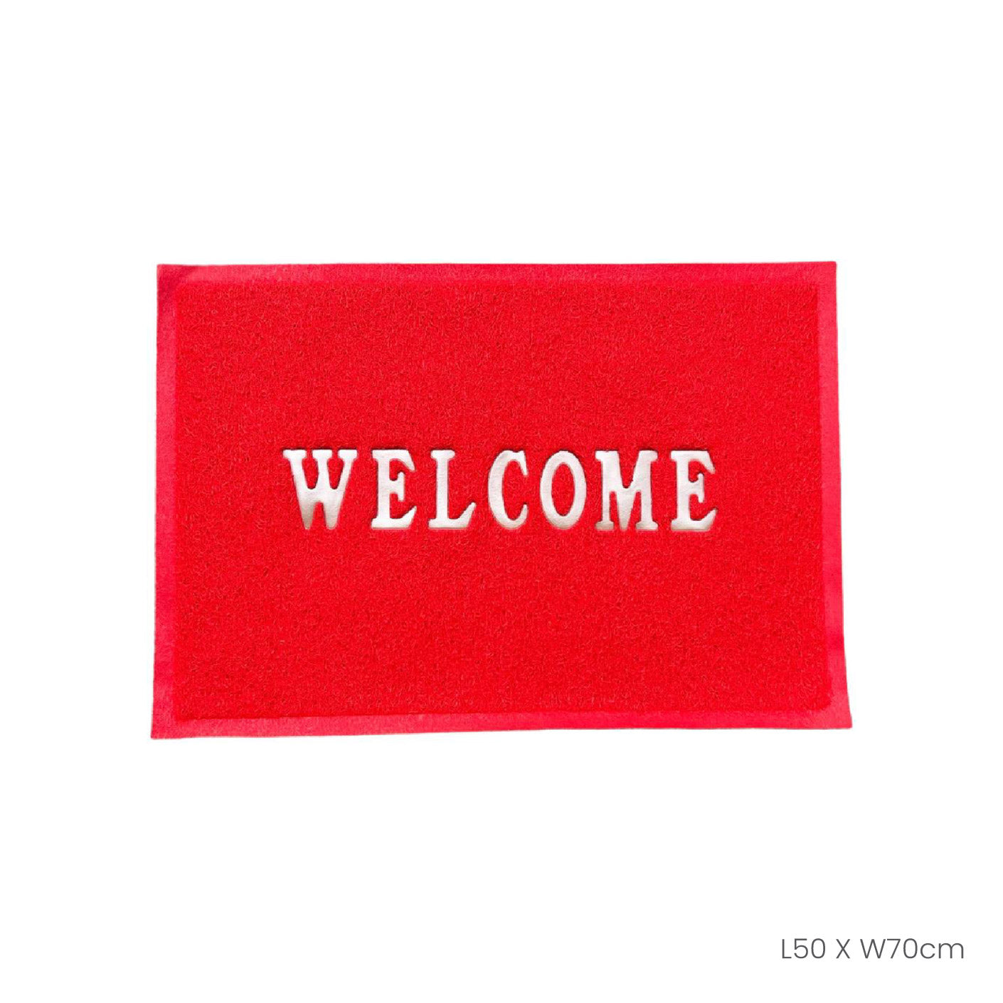 Non-Slip 50x70cm Welcome Floor Mat - 3A Red (HFH7053R) | Durable Doormat for Home Entryway, Front Door, Garage & Outdoor Use