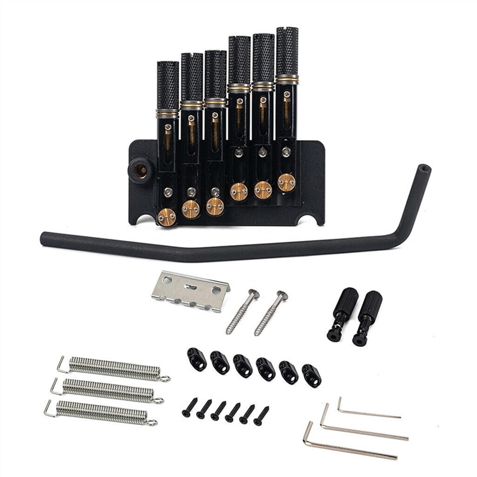 6-String Headless Guitar Fanned Fret Tremolo Bridge System - Black | Perfect for Extended Range & Multi-Scale Guitars | Ideal for Metal, Jazz & Progressive Rock Players