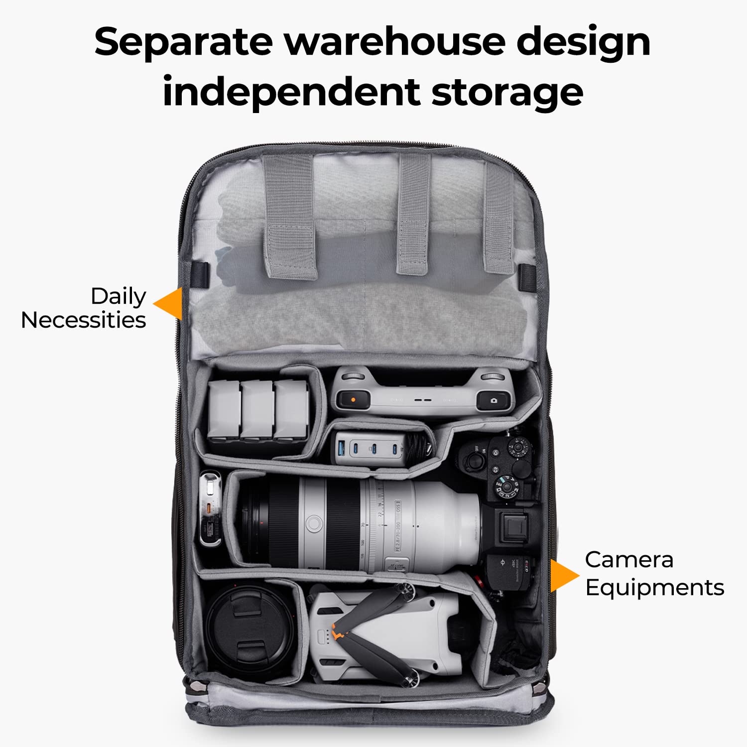 K&F Concept Professional Camera Backpack 20L - Waterproof DSLR/SLR/Mirrorless Camera Bag with Rain Cover, Large Capacity for Canon Nikon Sony Cameras & DJI Mavic Drone, Fits 15-15.6 Inch Laptop - Perfect for Travel, Hiking, and Outdoor Photography