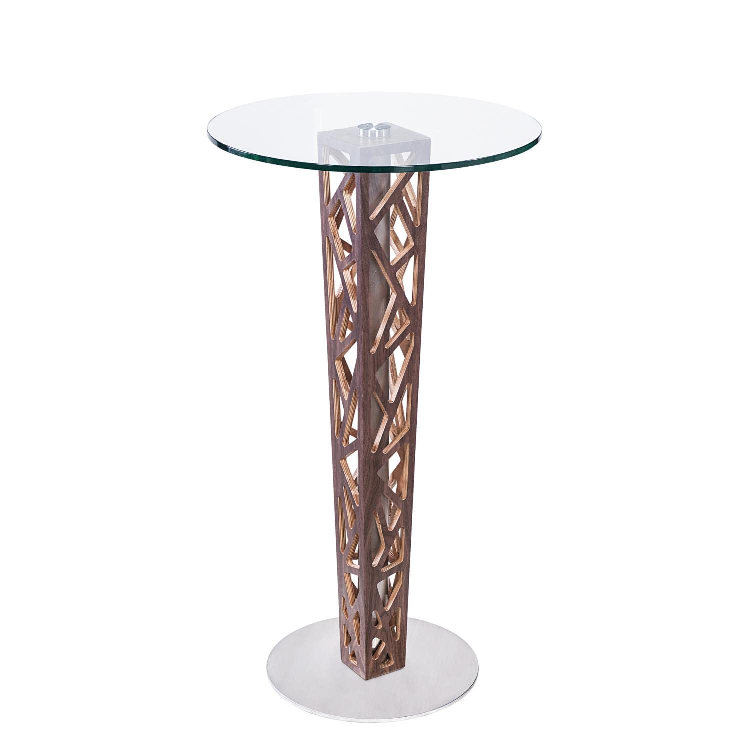 Armen Living Crystal Pub Table with Clear Glass Top & Brushed Stainless Steel Base - Perfect for Home Bars, Patios, and Outdoor Entertaining