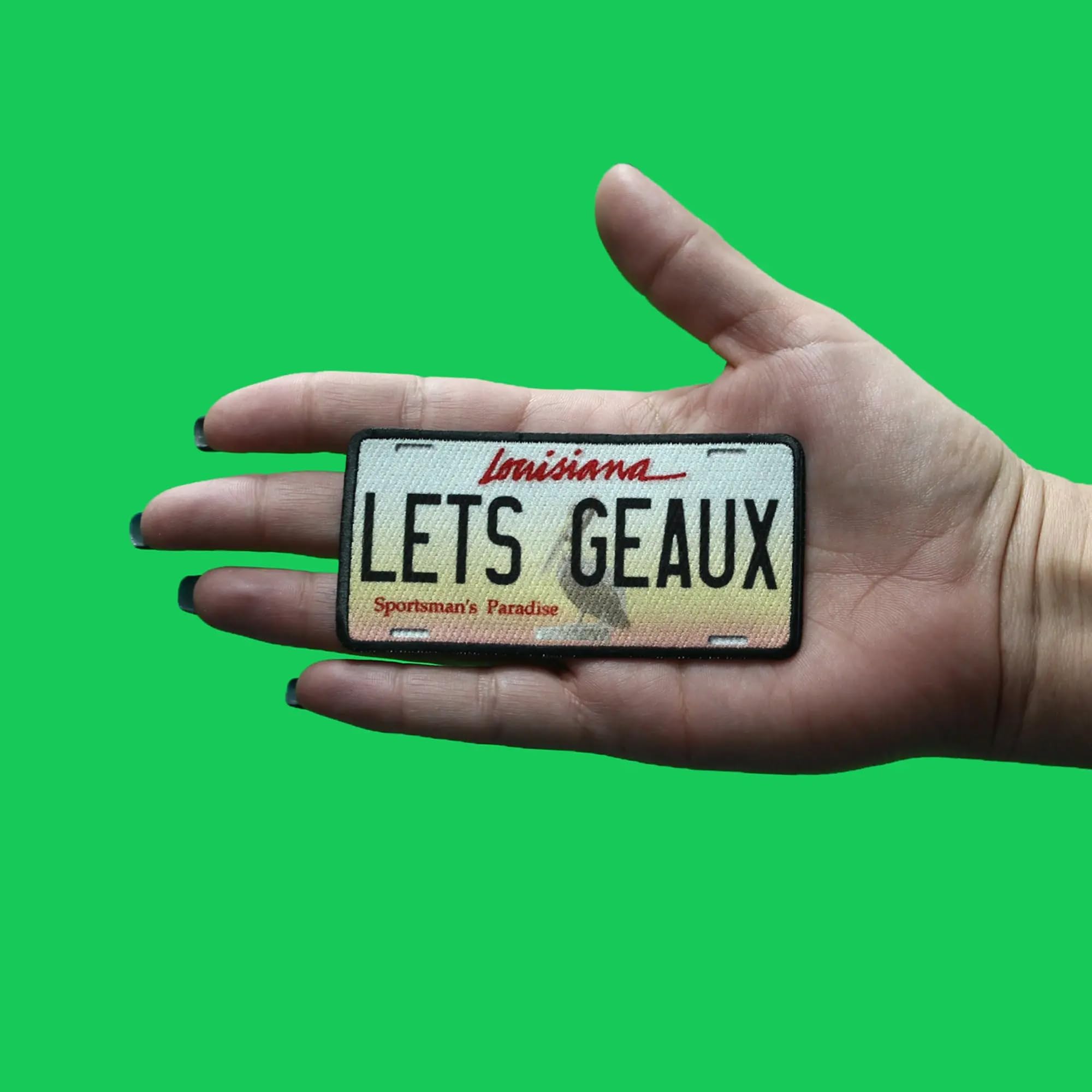 Louisiana Geaux License Plate Patch - Sublimated Iron-On for Sportsman's Paradise - Perfect for Hats, Jackets & Backpacks