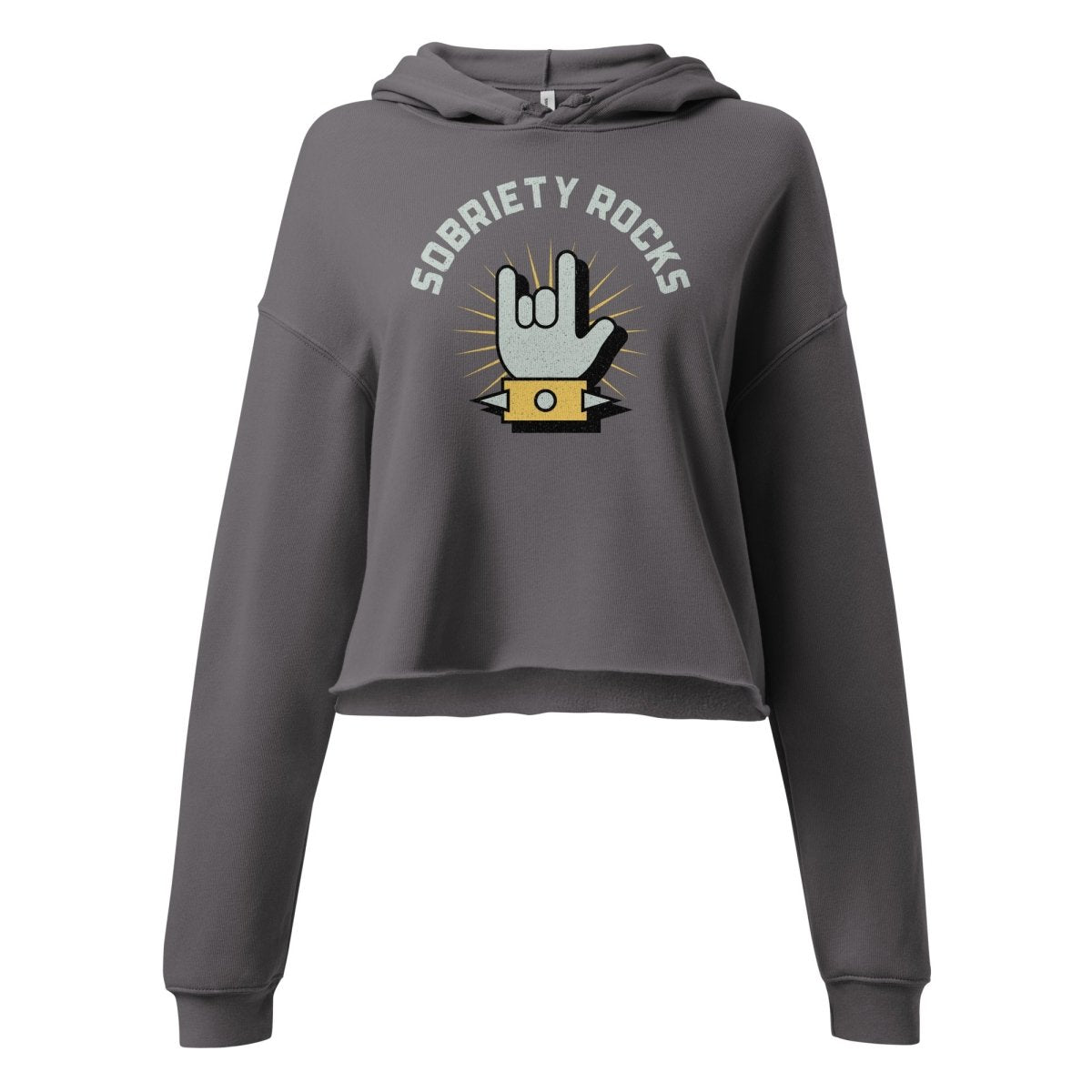 Sobriety Rocks Crop Hoodie - Comfortable & Stylish Women's Pullover for Fitness, Yoga & Casual Wear