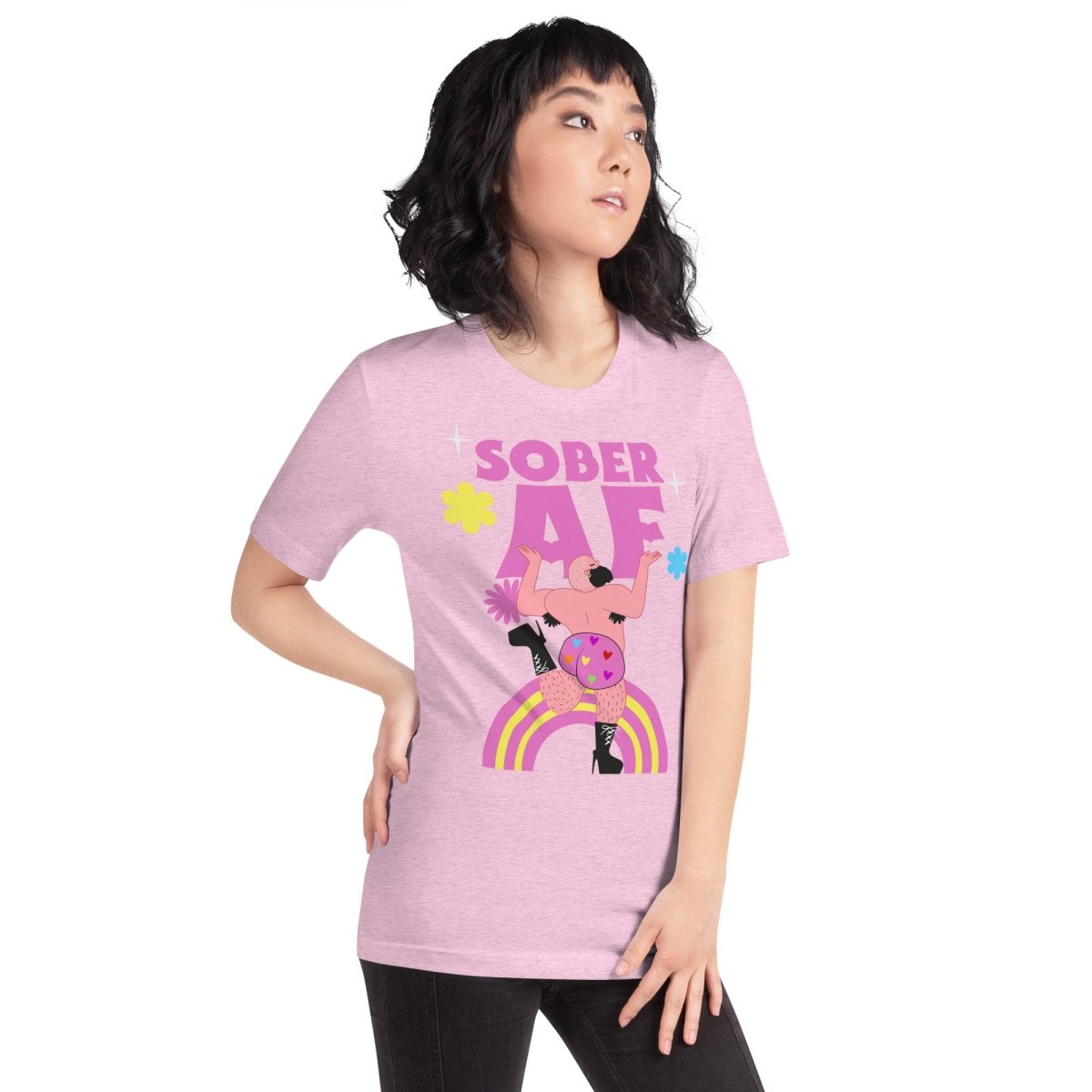 Sober AF Rainbow Resilience Unisex T-Shirt - Comfortable Graphic Tee for Recovery, Pride & Everyday Wear