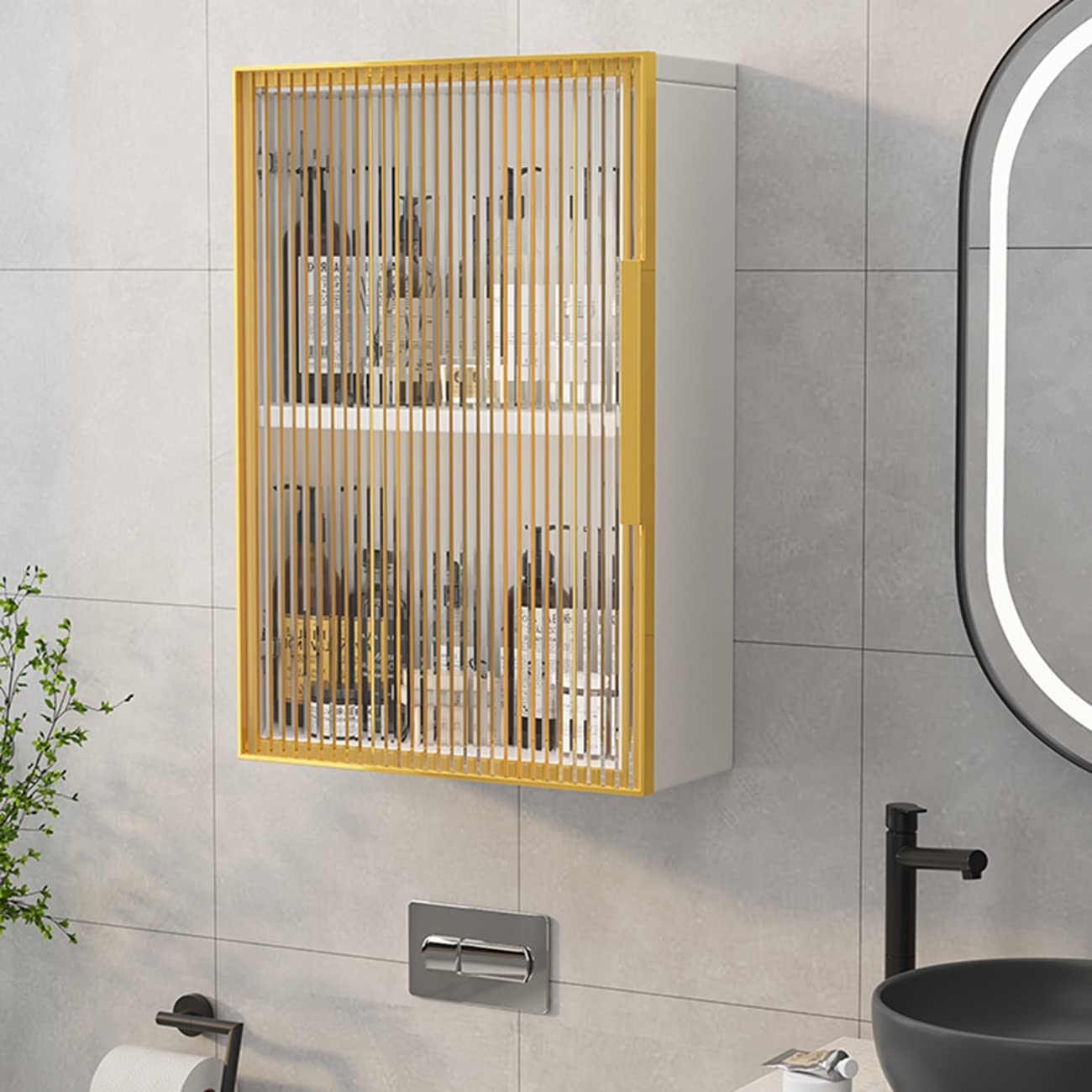 Wall Mounted Cabinet with Glass Door - Multi-Layer Storage Shelf for Living Room, Entryway & Bathroom - Heavy Duty Wall Cabinet for Home Organization (Perfect for Small Spaces, Entry Storage & Bathroom Essentials)