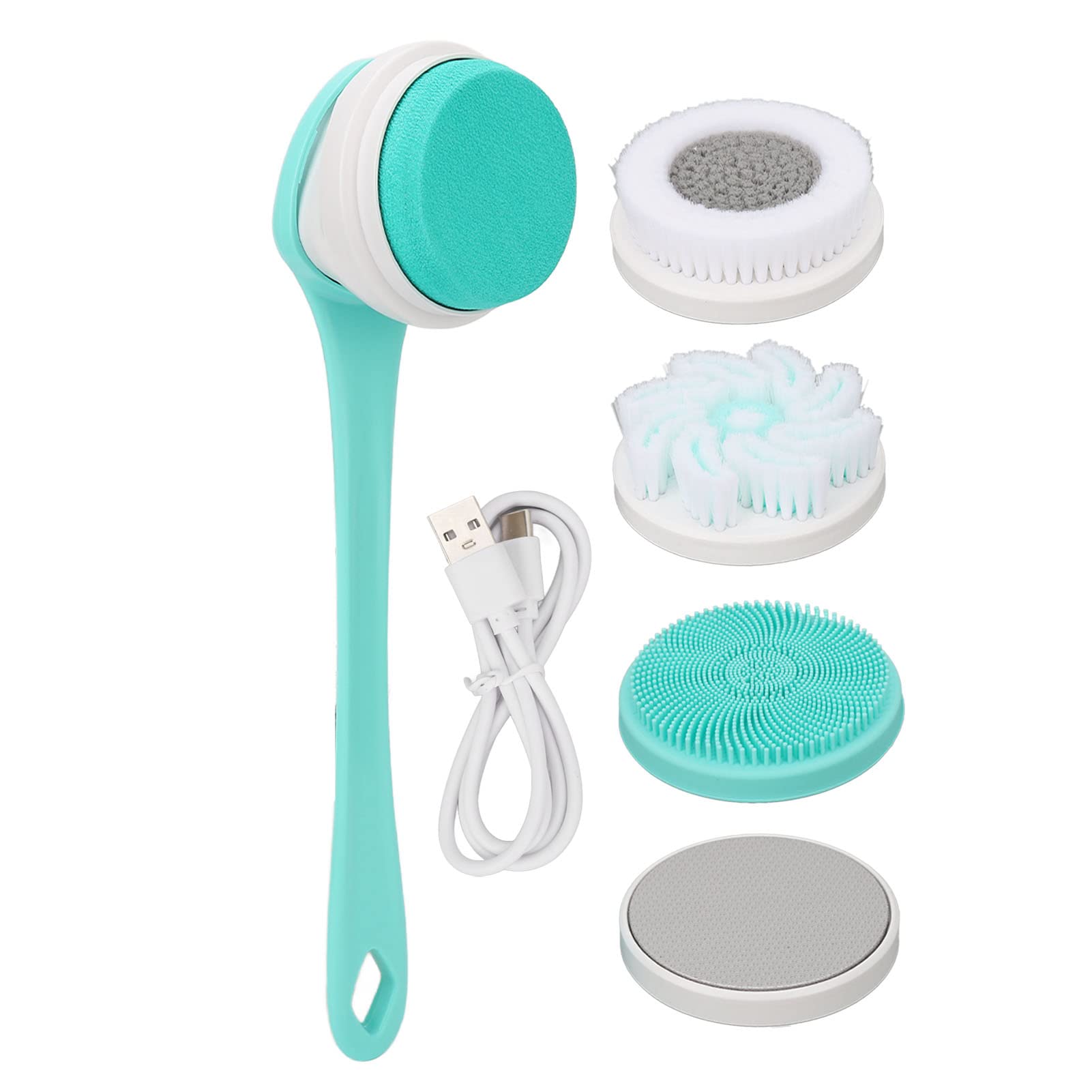 EXCLUZO Electric Shower Brush with Soft Silicone Bristles - IP67 Waterproof Body Scrubber for Deep Cleansing & Exfoliation - Perfect for Back, Feet & Hard-to-Reach Areas in Bath or Shower
