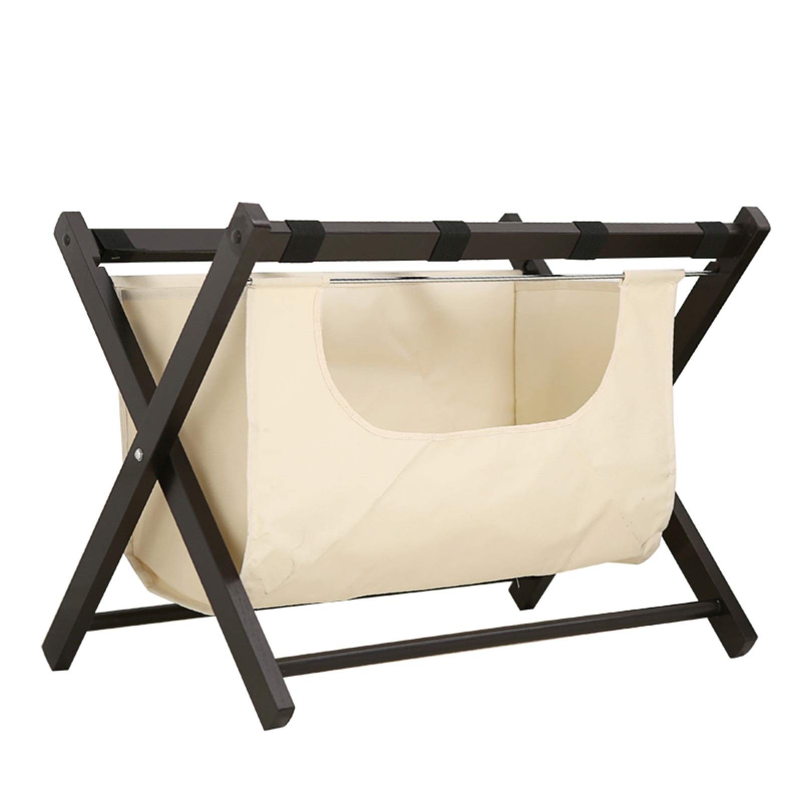 Solid Wood Luggage Rack for Hotel Rooms - Black Storage Rack (63x45x50cm) for Clothes & Suitcases