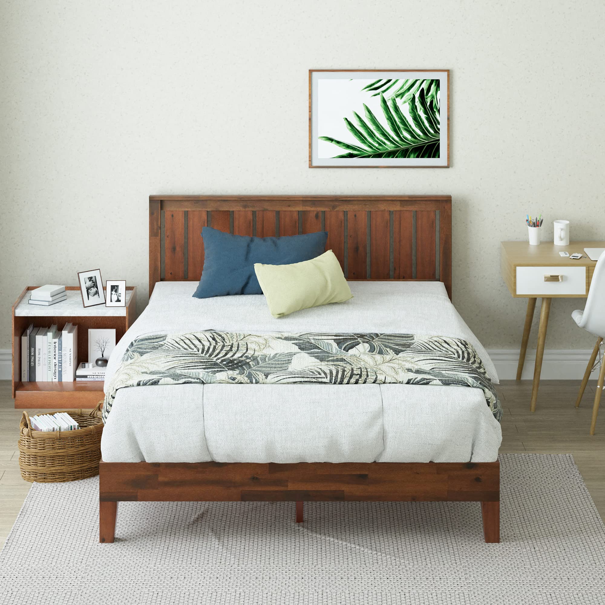 ZINUS Vivek Deluxe Wood Platform Bed Frame with Headboard | Solid Wood Slat Support | No Box Spring Required | Easy Assembly | King Size Bed | Perfect for Master Bedroom, Guest Room & Modern Home Decor