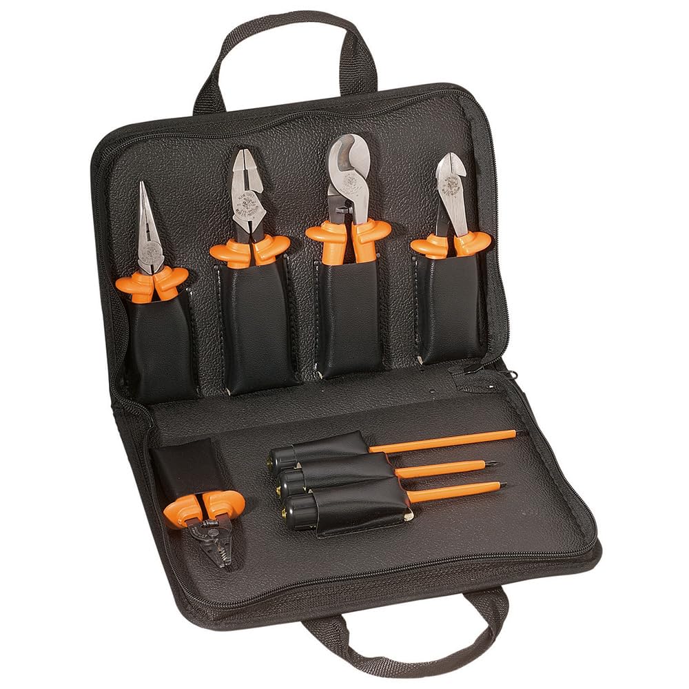Klein Tools 33526 8-Piece Basic Insulated Tool Kit - 1000V Electrical Safety, Includes 3 Pliers, 3 Screwdrivers, Cable Cutter & Wire Stripper - Perfect for Electricians, DIY Home Repairs & Professional Wiring Projects