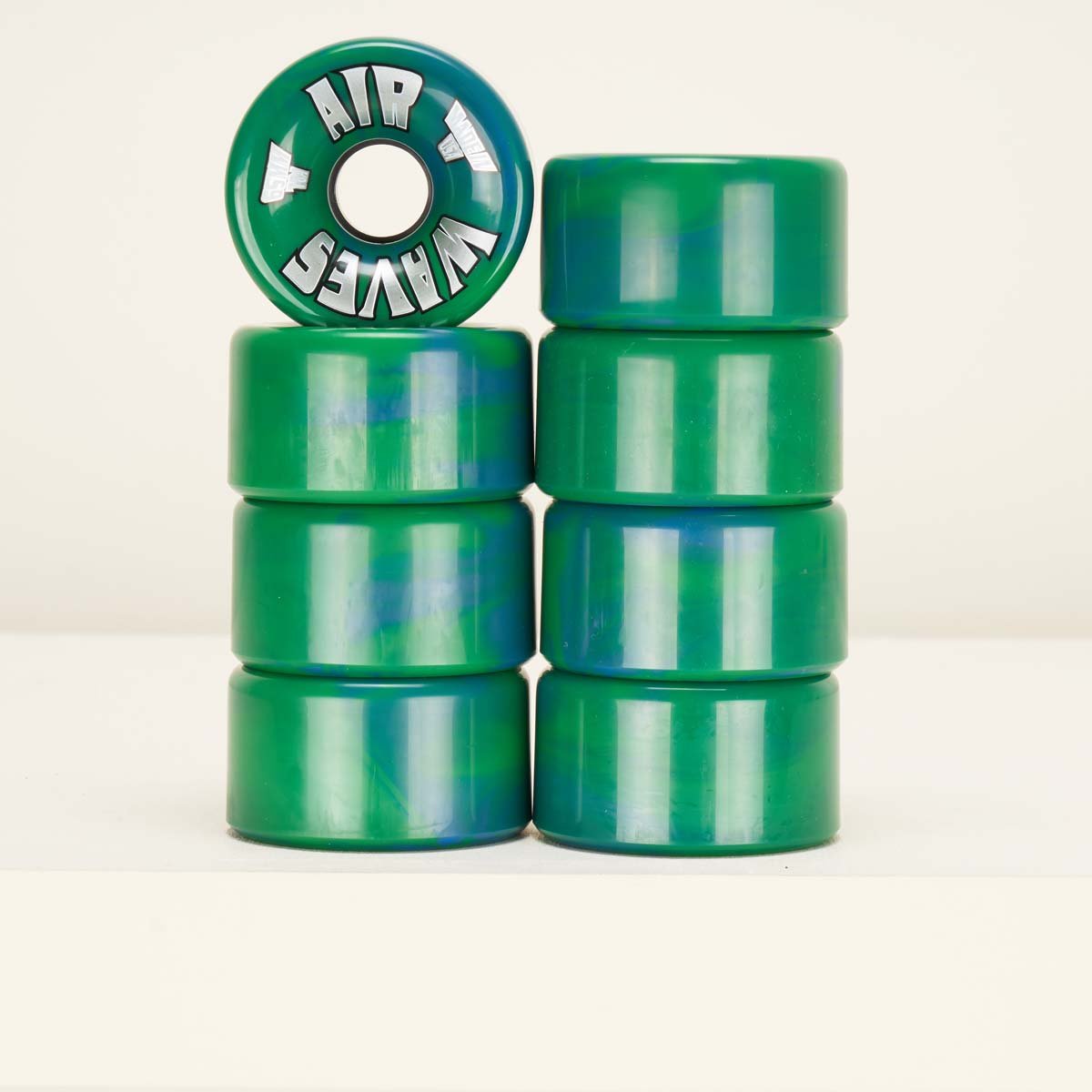 Airwaves 65mm 78a Skateboard Wheels - Blue Green Marble Design for Smooth Cruising & Street Skating