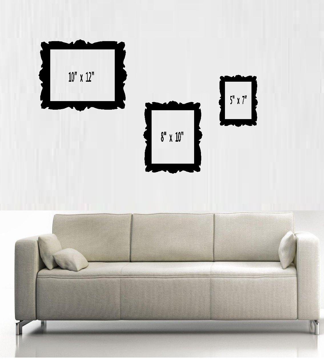 BestPricedDecals 3-Pack Picture Frames Set - 5x7, 8x10 & 10x12 Inch Wall Decals for Home Decor | Perfect for Living Room, Bedroom & Office Photo Displays