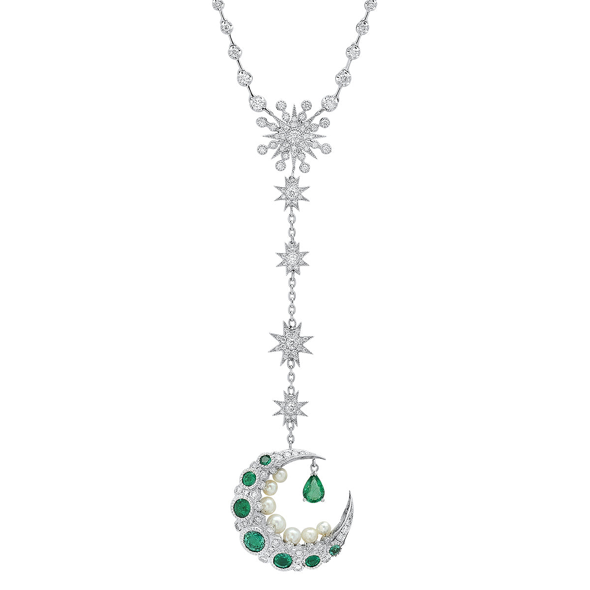 Emerald Moon Cage Pendant Necklace for Women - Elegant Bohemian Jewelry Gift for Birthday, Anniversary & Special Occasions - Perfect for Boho, Festival & Everyday Wear