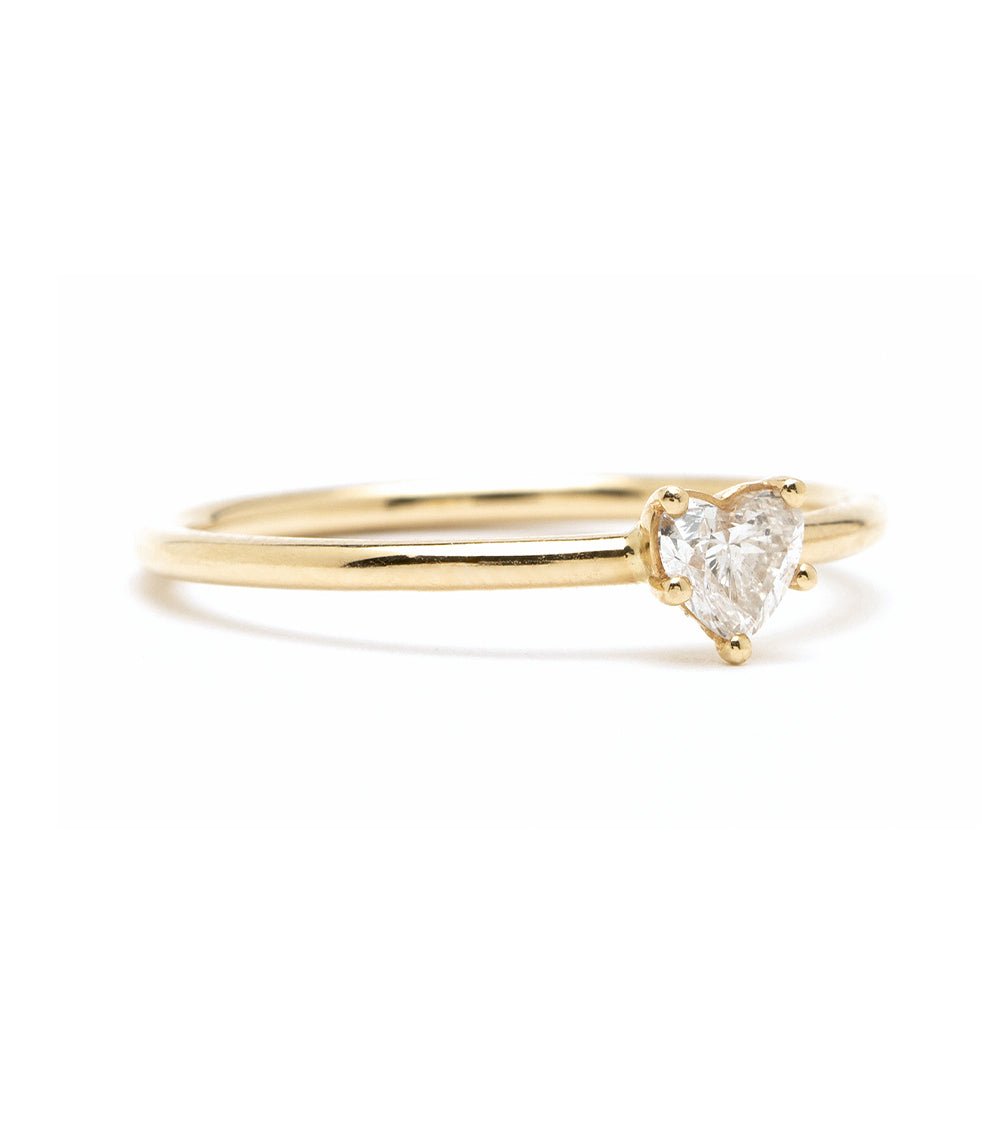 Petite Diamond Heart Stacking Ring - Dainty 14K Gold Layering Ring for Women | Perfect for Valentine's Day, Anniversary Gifts & Everyday Elegance