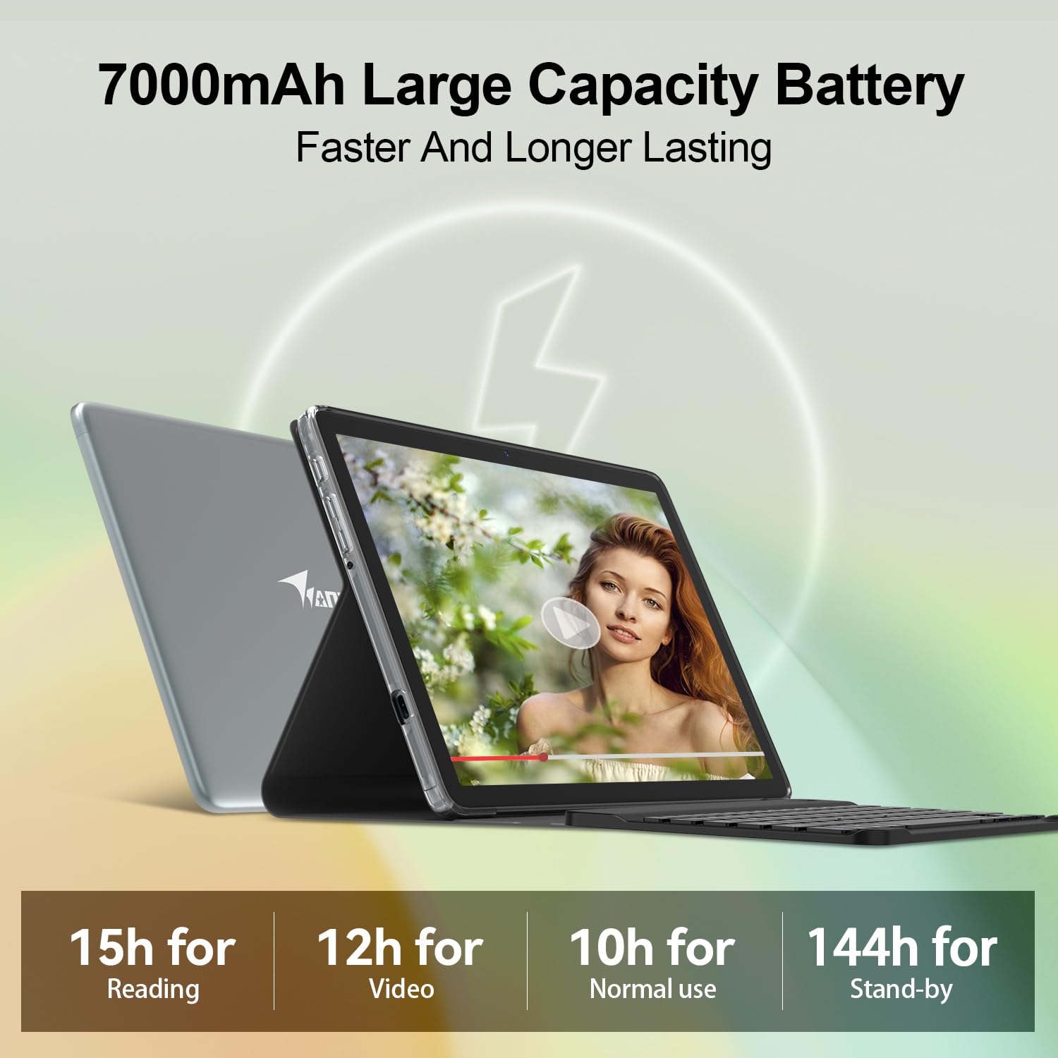 2-in-1 Android Tablet with Keyboard - 10 Inch 128GB Storage, 8GB RAM, 1TB Expandable, Octa-Core Processor, 13+8MP Dual Camera, 5G WiFi, Bluetooth, GPS - Includes Foldable Case, Mouse & Stylus (Gray) - Perfect for Work, Study & Entertainment