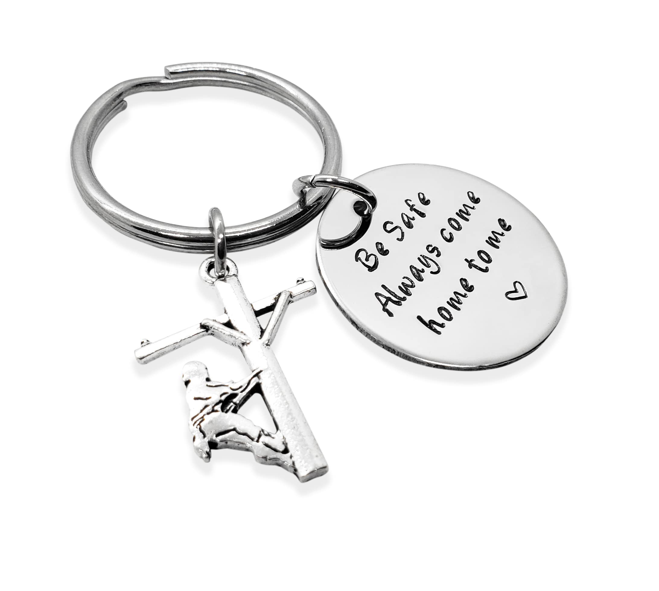 Handmade Lineman Safety Keychain with Lineman Charm - Thoughtful Gift for Lineworkers - 'Always Come Home Safe' Keychain for Electricians & Utility Workers - Perfect for Daily Use, Work Safety Reminder & Heartfelt Present
