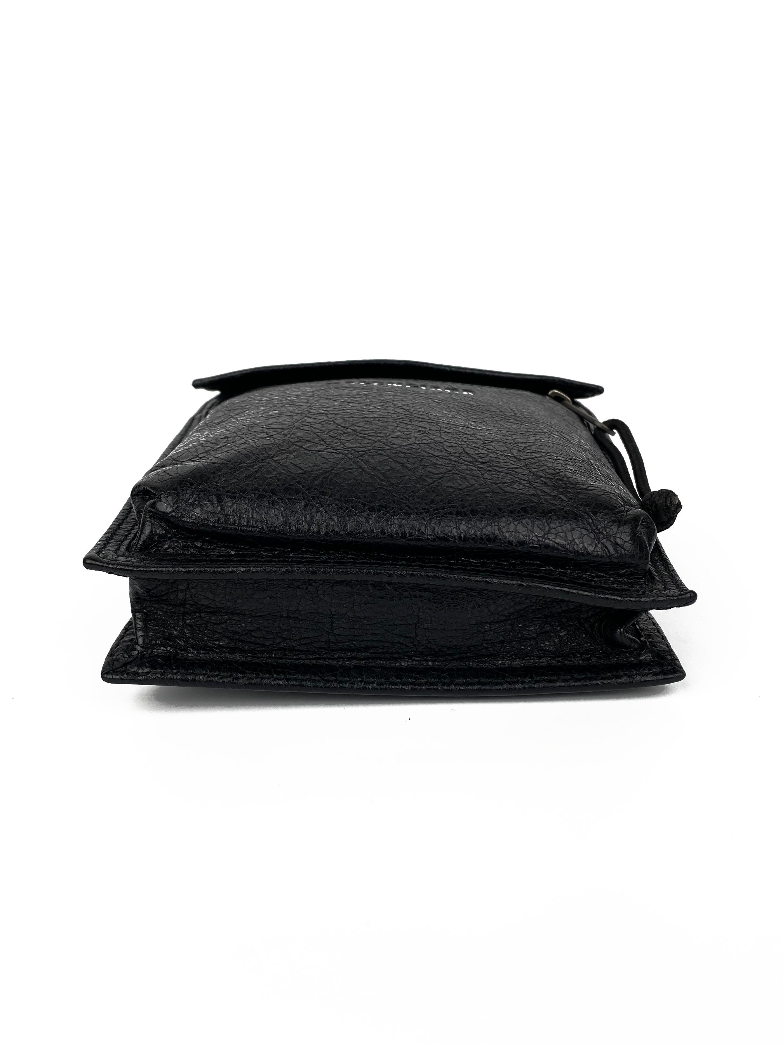 Balenciaga Small Black Explorer Pouch - Premium Leather Crossbody Bag for Women | Stylish & Compact Everyday Essentials Carrier for Work, Travel & Night Out