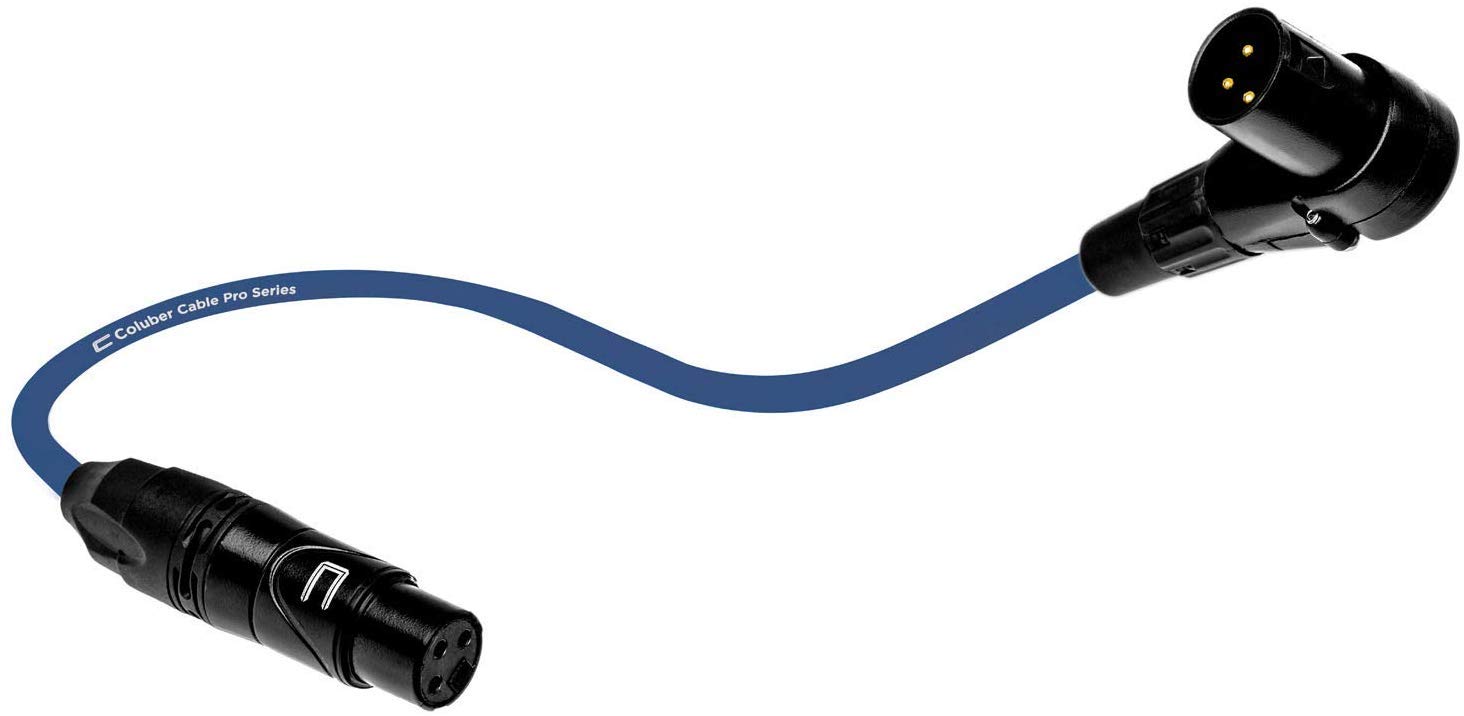Professional 6ft Blue Balanced XLR Cable - Right Angle Male to Straight Female 3-Pin Microphone Connector for Powered Speakers, Audio Interface & Mixer - Perfect for Live Performances, Studio Recording & DJ Setups