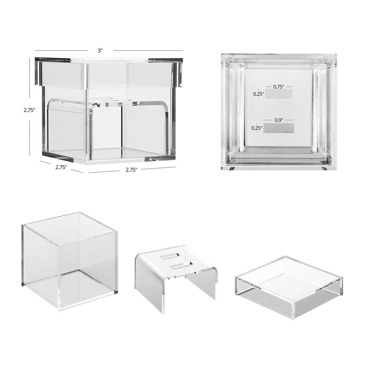 Personalized Acrylic Wedding Ring Box - Custom Monogram Design with 2 Ring Slots - Elegant Display for Wedding Proposals, Ring Bearers & Keepsake Storage - Perfect for Engagement, Ceremony & Anniversary Gifts (1-Pack)