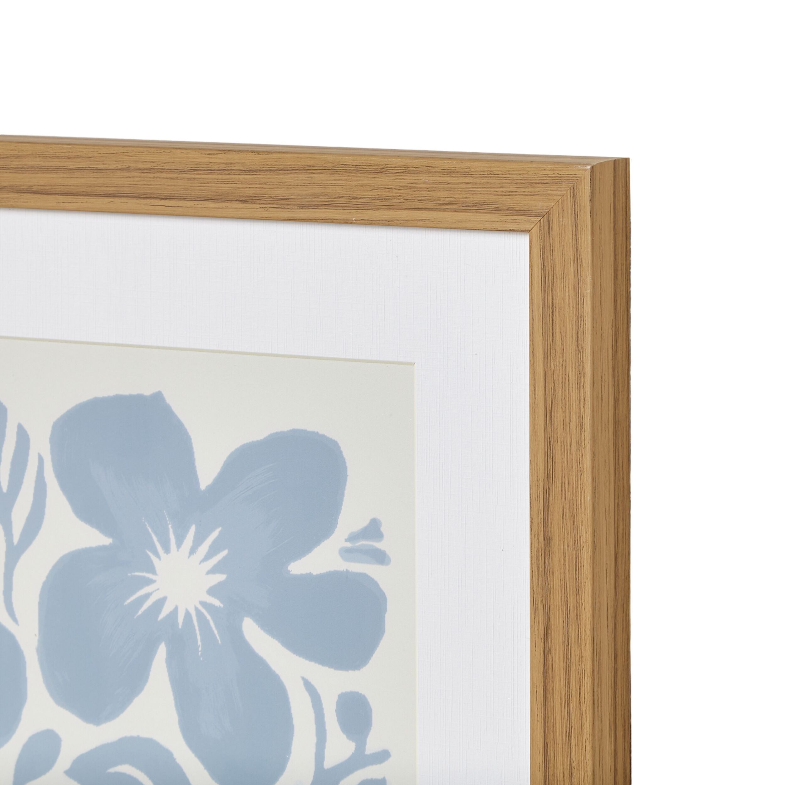 Botanical Blue Framed Wall Art Print 50x70cm (20x28 Inches) - Nature Inspired Home Decor for Living Room, Bedroom & Office