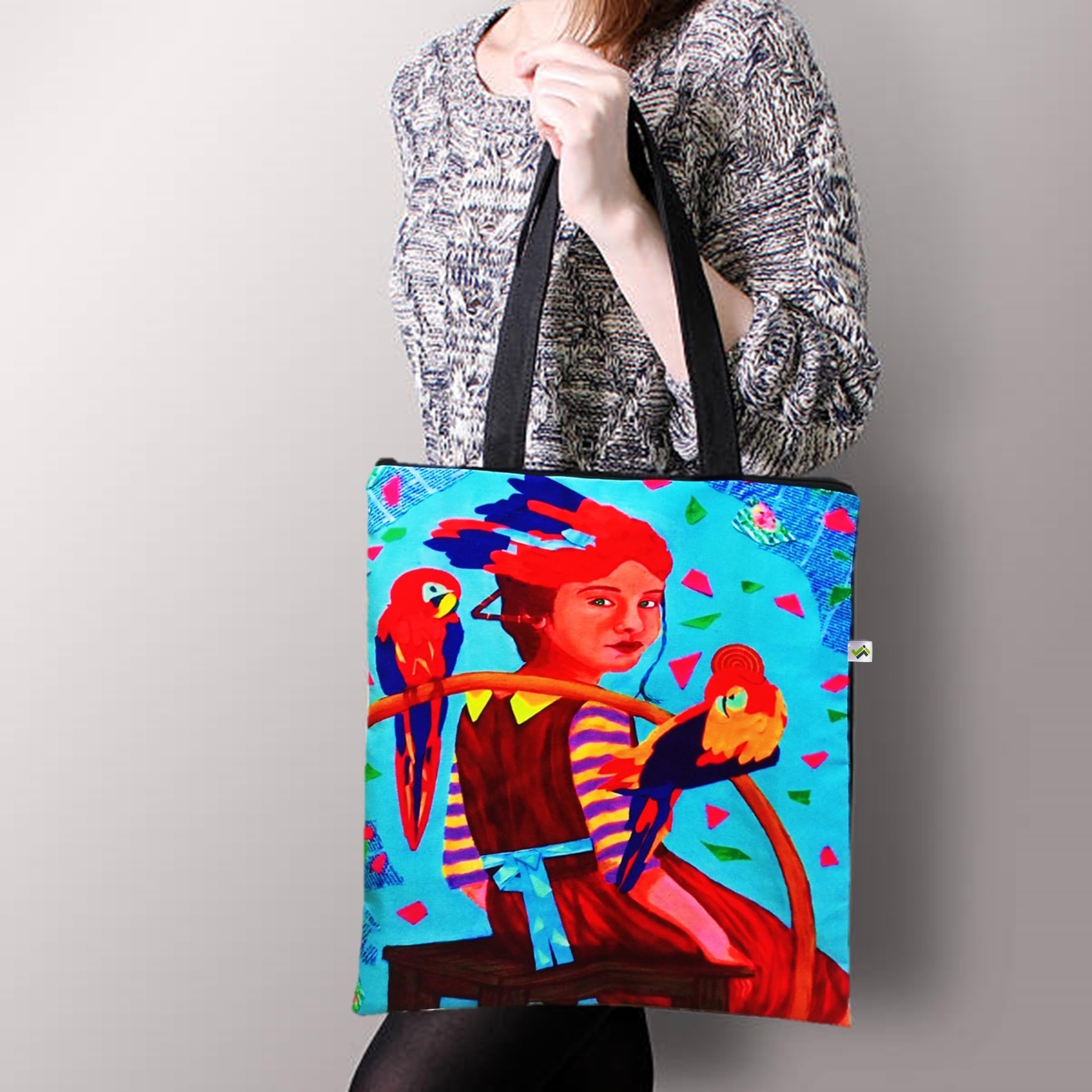 JELLIFY Canvas Printed Tote Bag - Durable Reusable Shopping Grocery Bag with 10kg Capacity - Perfect for Grocery Shopping, Beach Trips & Daily Use