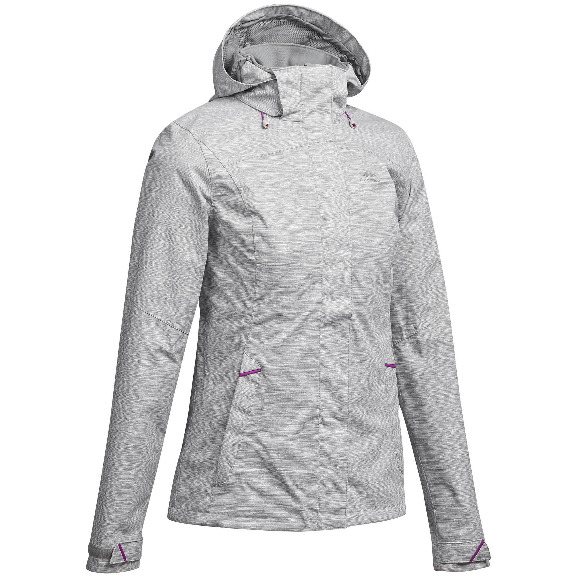 Quechua Women's Waterproof Hiking Jacket MH100 - Lightweight Windproof Outdoor Coat for Mountain Trekking & Camping Adventures