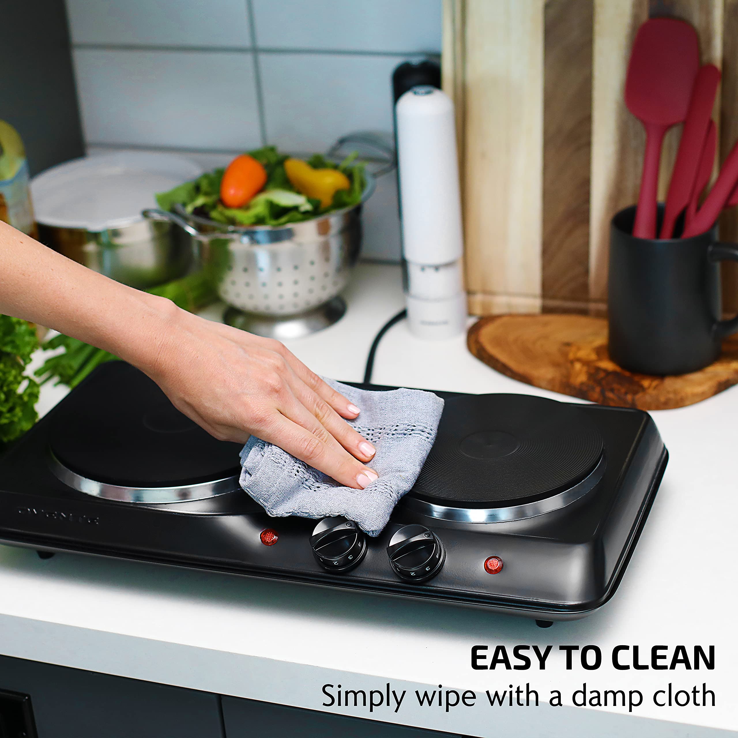 OVENTE 1700W Electric Double Burner Cooktop - 7.25