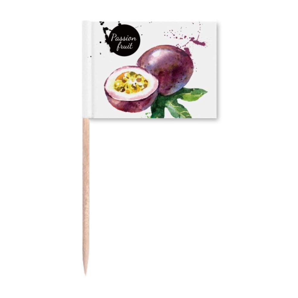 Passion Fruit Flavored Healthy Watercolor Toothpick Flags - Colorful Party Decorations for Cupcakes, Desserts & Cocktails | Perfect for Weddings, Baby Showers & Birthday Parties