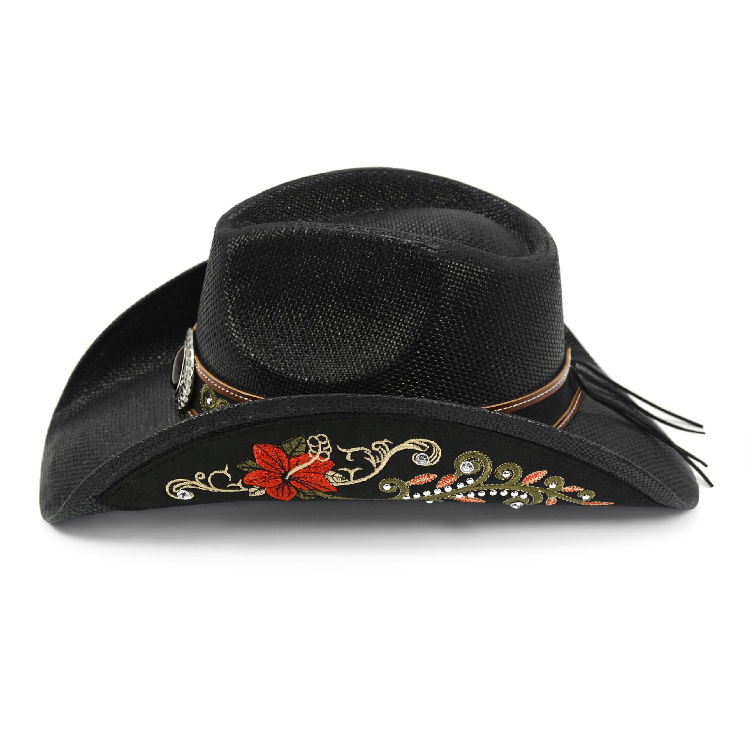 Stylish Straw Western Cowboy Hats for Women & Men - Embroidered Cowboy Hat for Rodeo, Country Music Festivals & Outdoor Adventures