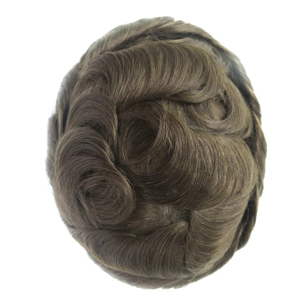Men's Human Hair Toupee - Ultra Thin Skin V Looped Hair System #4R - Natural Looking Hair Replacement for Thinning Hair & Baldness - Perfect for Daily Wear, Special Occasions & Confidence Boost