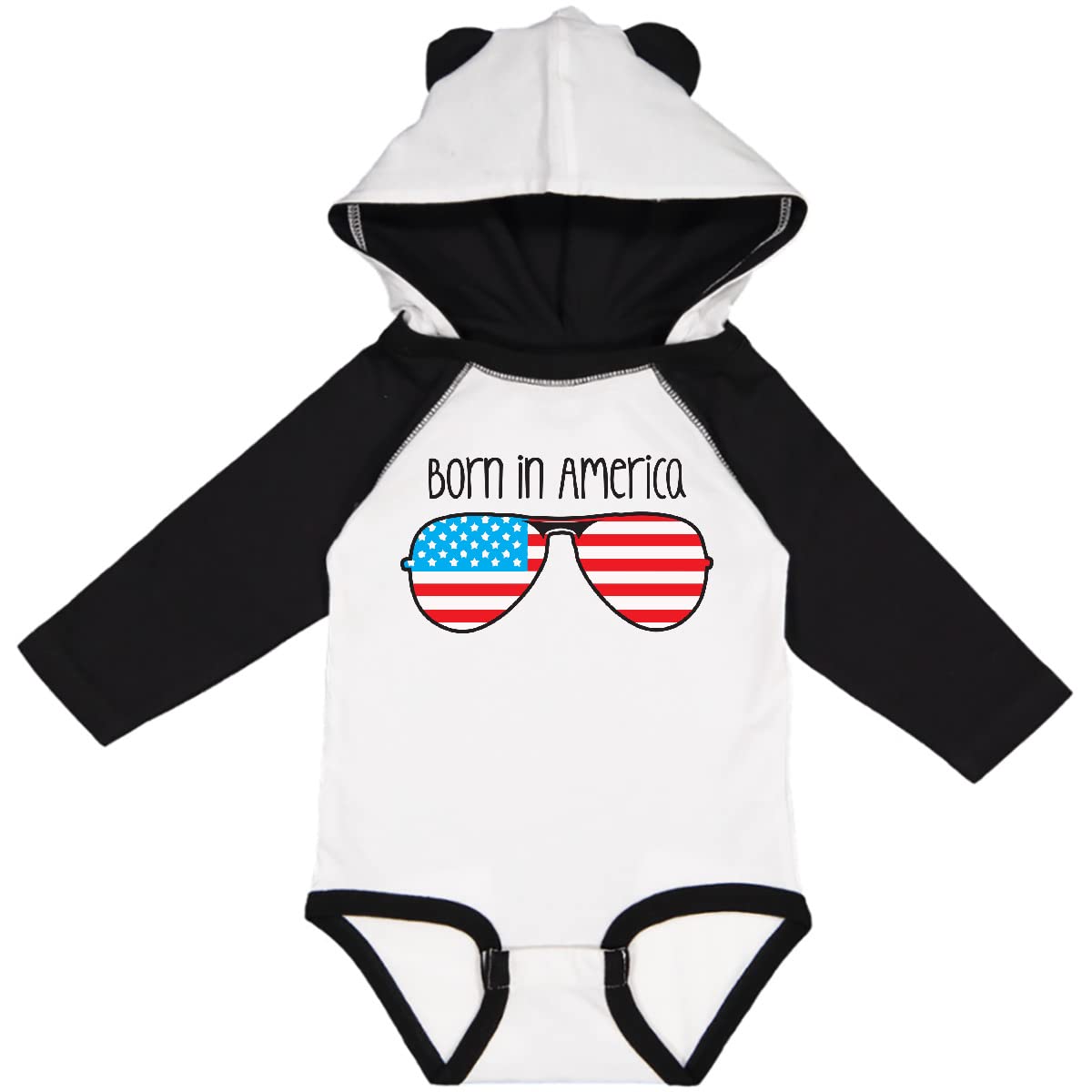 Inktastic Born in America Patriotic Long Sleeve Baby Bodysuit - Soft Cotton Onesie for Newborns & Infants - Perfect for 4th of July, Memorial Day & Family Photos