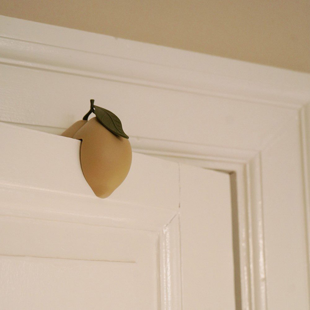 KONGES SLØJD Kids Door Stopper - Lemon Shaped Door Wedge for Children's Room, Nursery, and Playroom - Non-Slip Safety Door Holder for Home and Classroom Use
