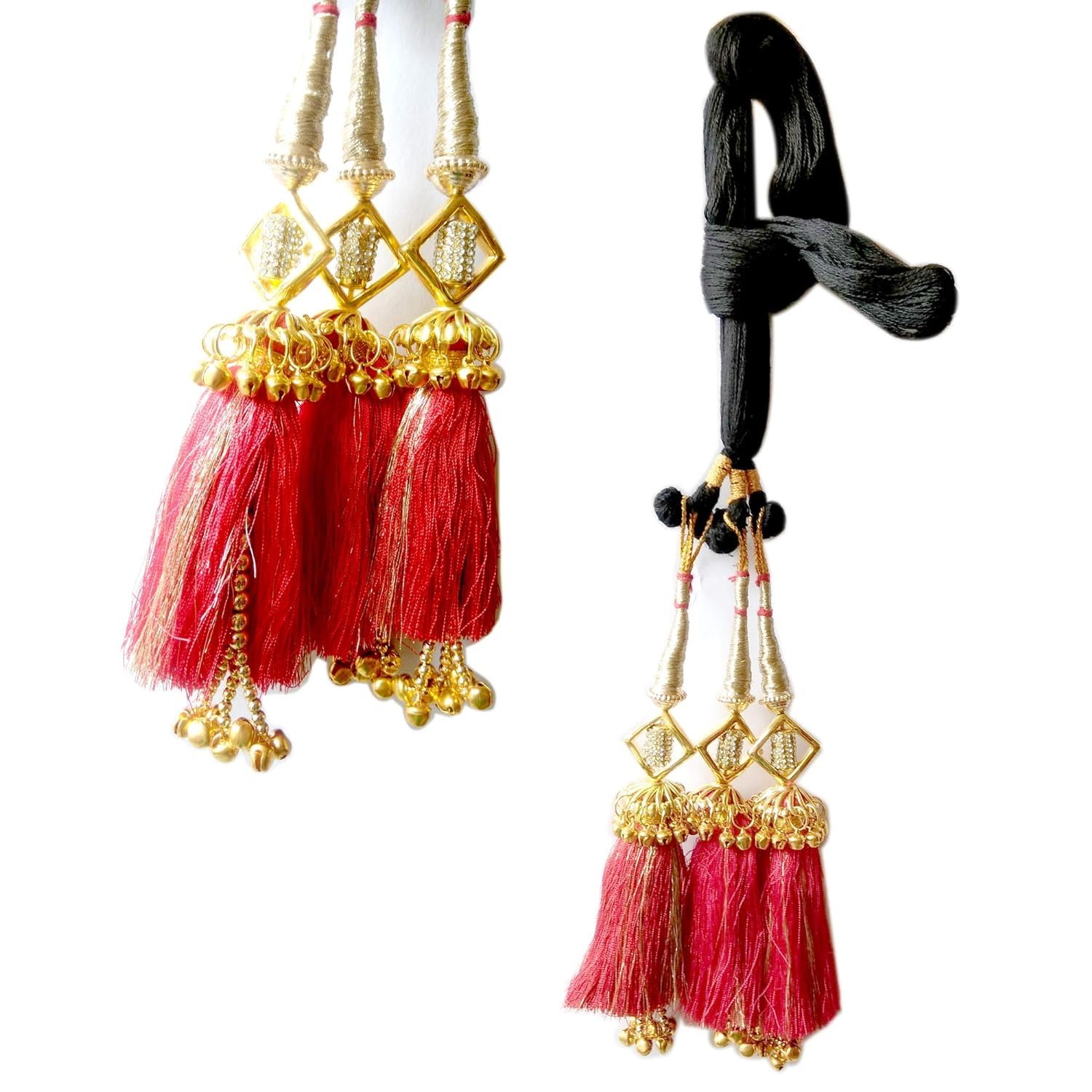 SANDYNAVZ Paranda Parandi Braid Tassels Hair Extension for Women & Girls - Long Synthetic Hair Accessory for Choti & Braid Styling - Perfect for Weddings, Parties & Festivals (1 Piece)
