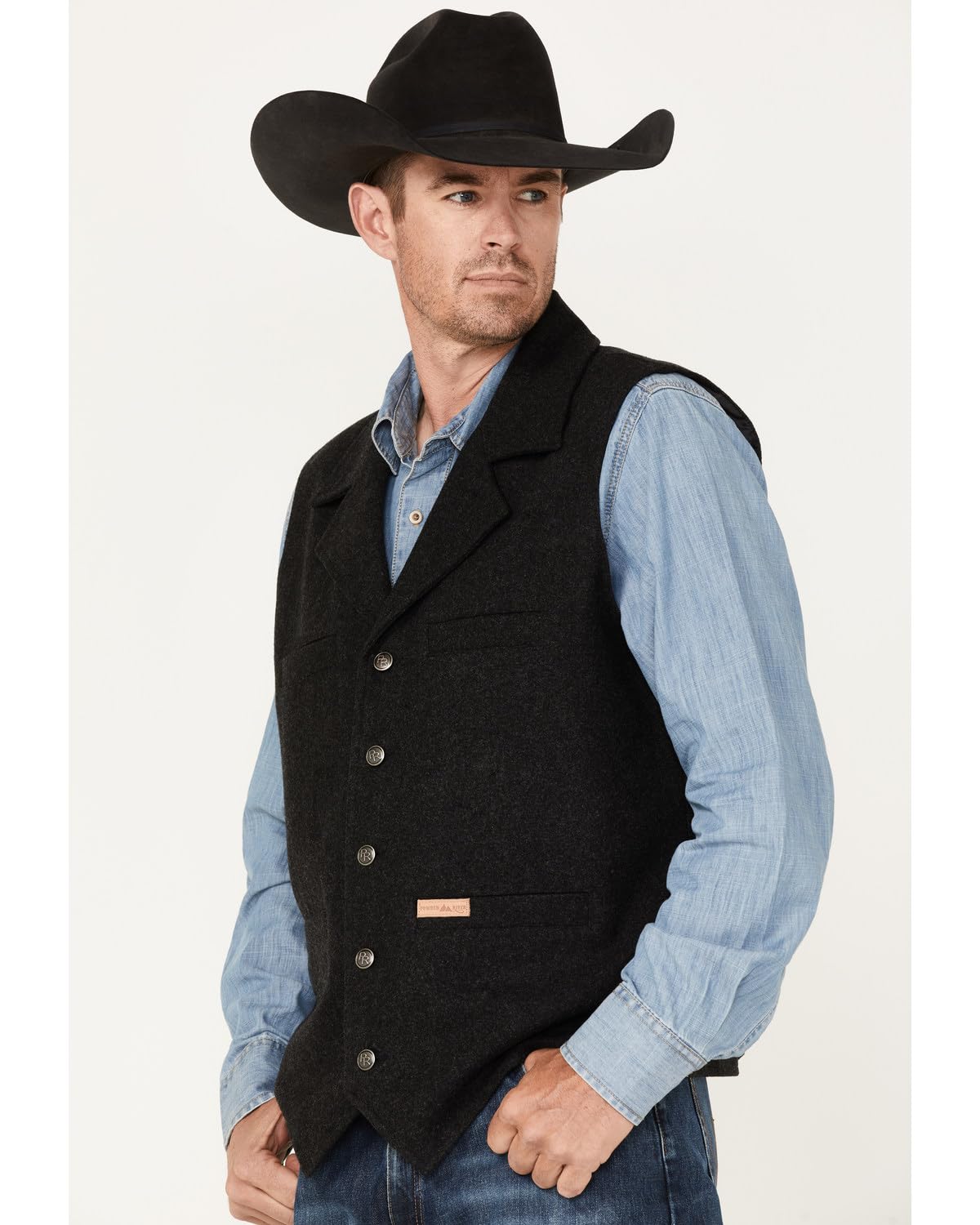 Panhandle Powder River Men's Black Solid Montana Vest - Lightweight & Durable for Outdoor Hunting, Fishing & Casual Wear