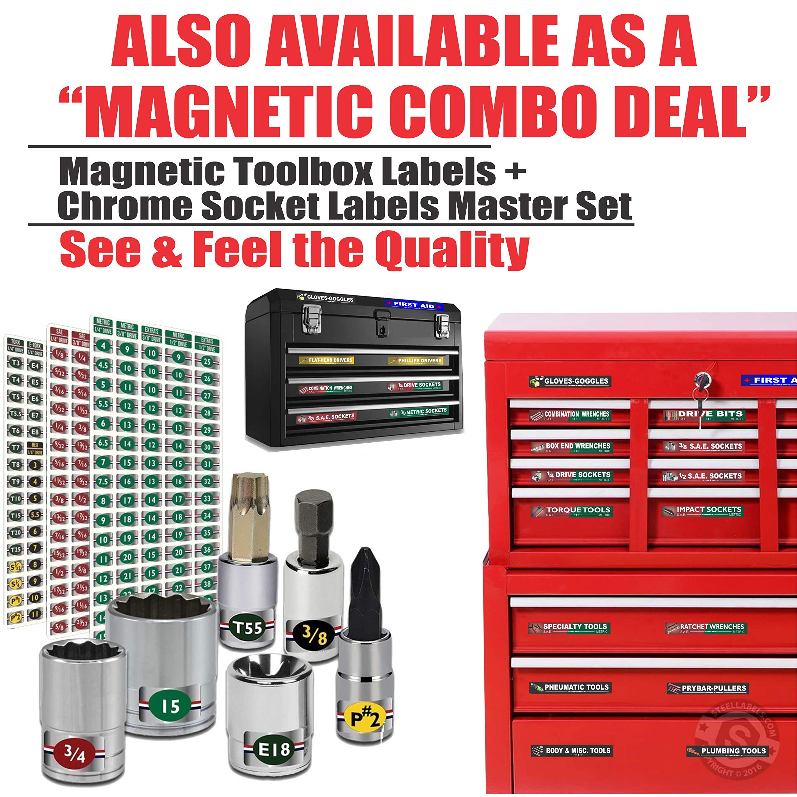 Ultimate Magnetic Tool Box Organizer Labels - Green Edition for Tool Chests, Drawers & Cabinets | Fits Craftsman, Snap-on, Mac, Matco & Cornwell | Quick & Easy Organization for Home Garage & Workshop