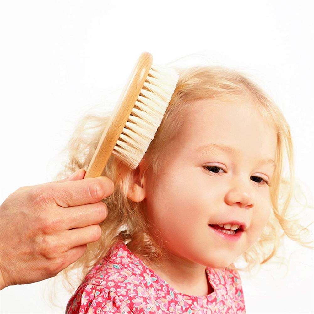 **Baby Hair Brush and Comb Set - Soft Goat Bristles & Wooden Handle for Newborns, Toddlers & Kids - Gentle Massage & Bath Brush for Daily Hair Care**    *(Perfect for Baby Shower Gifts, Newborn Essentials, and Gentle Hair Care Routine)*