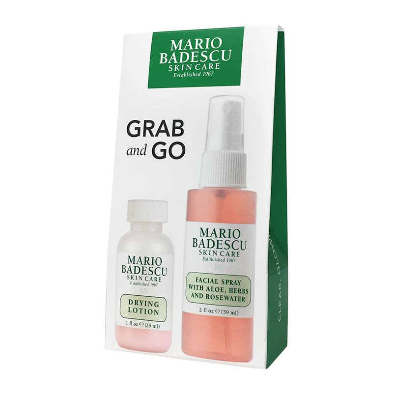 Mario Badescu Facial Spray & Drying Lotion Duo Set - Hydrating Rosewater Mist & Acne Treatment for Clear Skin - Perfect for Travel, Gym & On-the-Go Skincare Routine